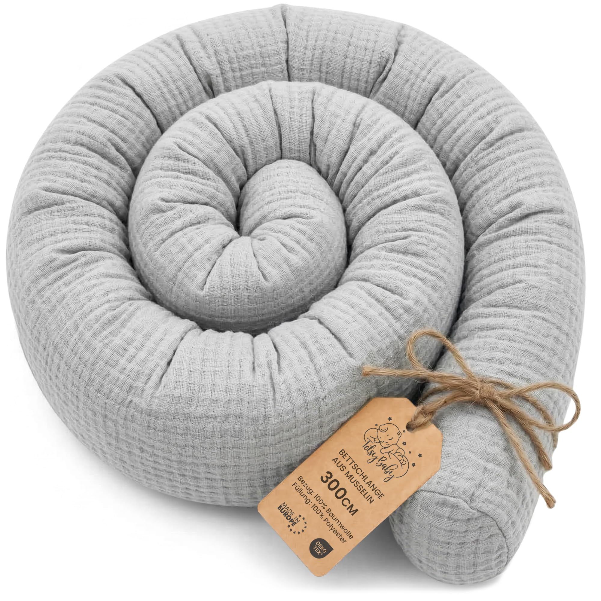 Poduszka boczna do spania muślinowa poduszka na ciało węża 300 cm - długa poduszka bed roll poduszka do spania pod szyję szara