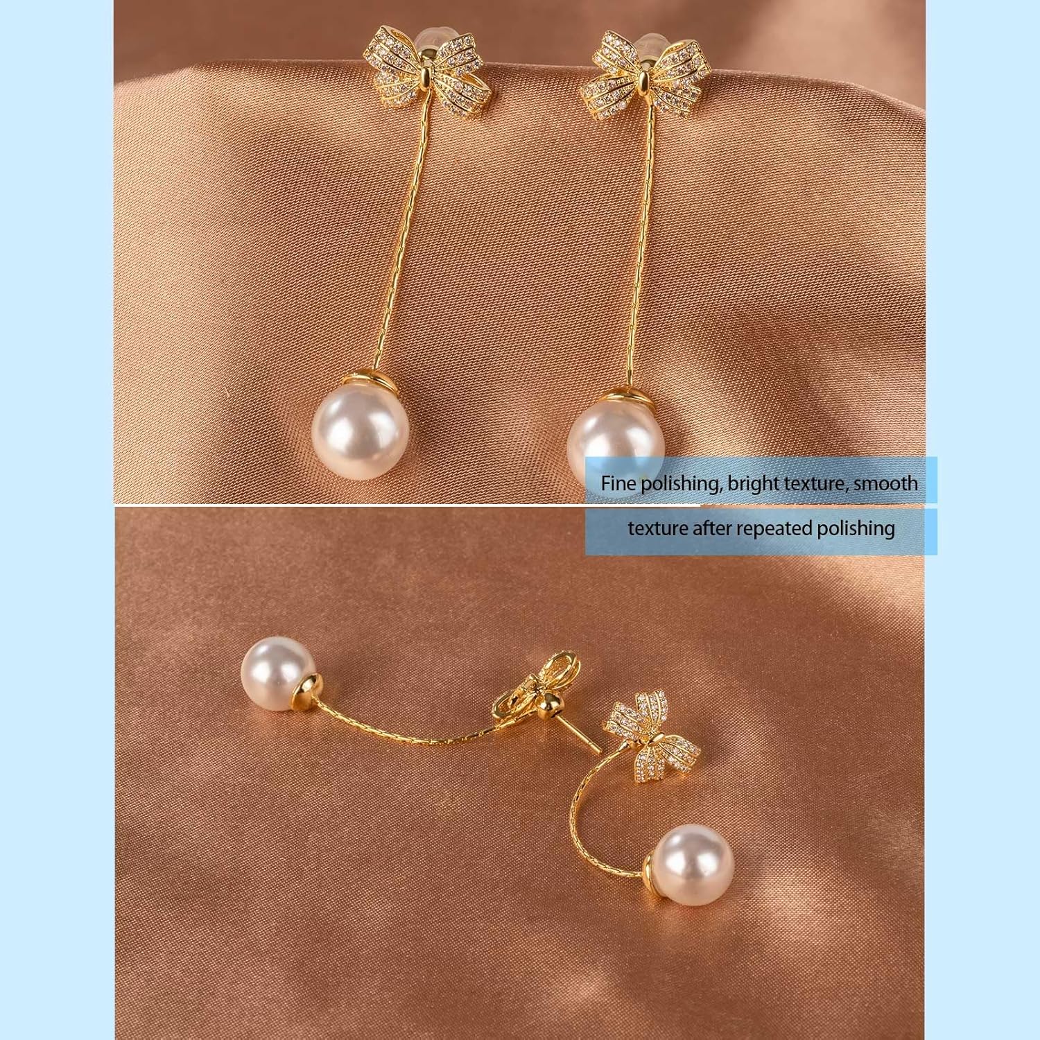 14K Gold Plated Butterfly Stud Earrings - Comfortable Lightweight Design with Secure Butterfly Backs, Cubic Zirconia Bow Posts Jewelry Gifts for Women - Image 4