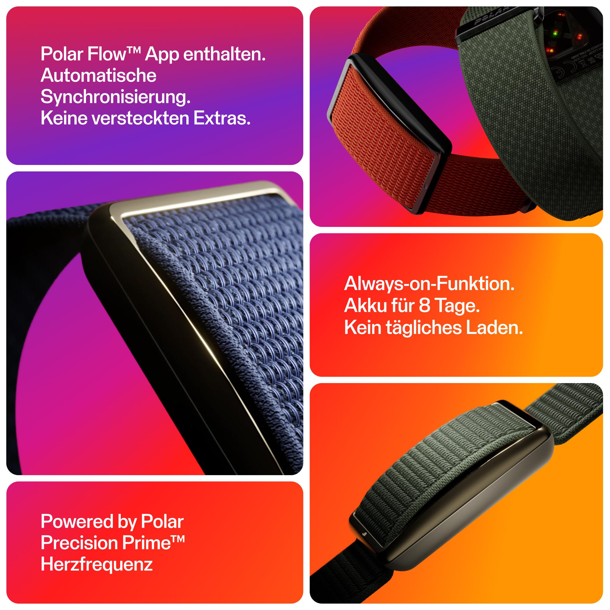 Polar Loop – Smartes Gesundheits- und Fitness-Armband ohne Display mit 24/7-Herzfrequenz-, Schlaf- und Aktivitätsmessung, Trainingserkennung, ohne ABO, 8 Tage Akku