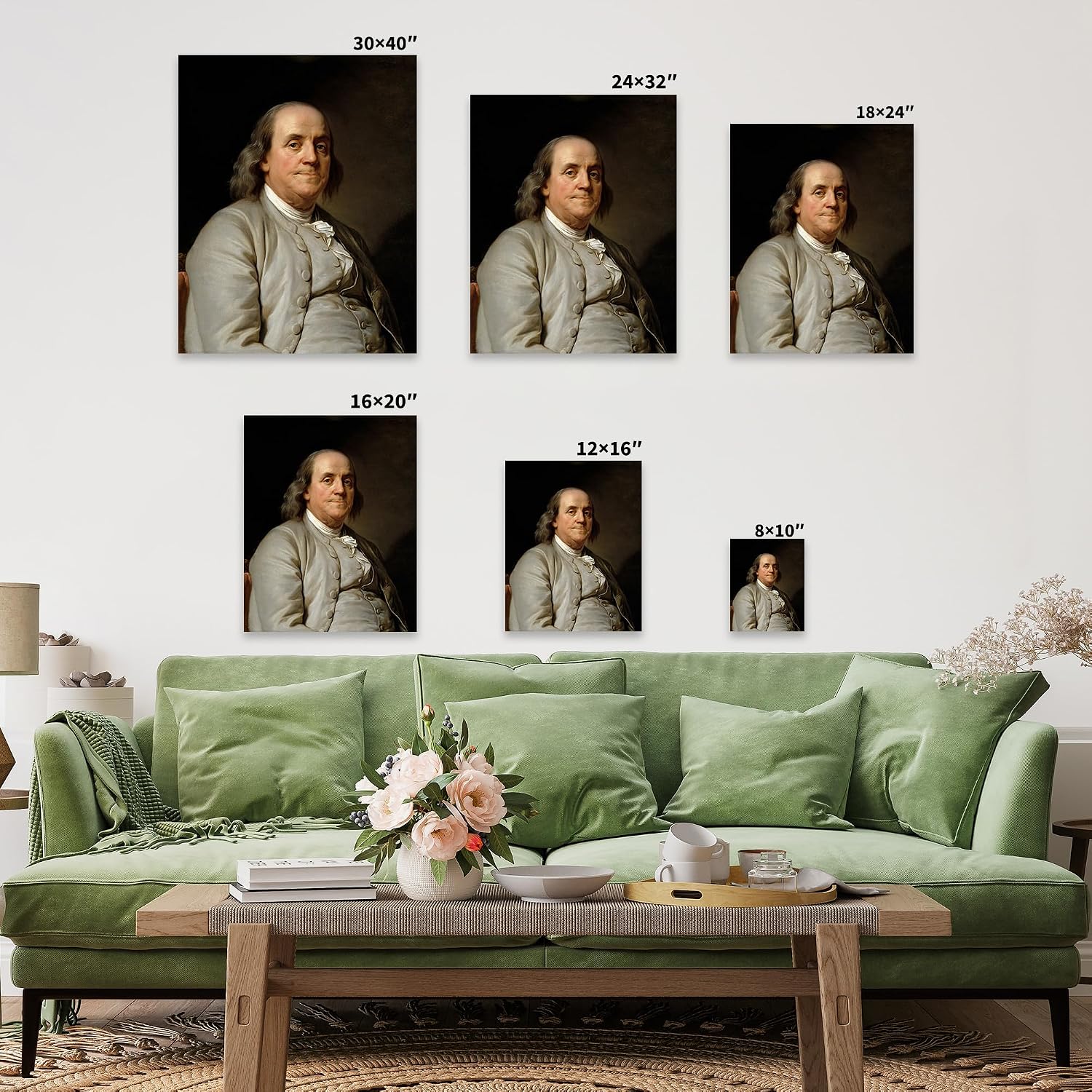 Poster Master Benjamin Franklin Canvas - Portrait Print - President & Politics Art - Patriotic Wall Design - Founding Father Art - Office or Living Room Wall Decor - 8x10 STRETCHED Canvas