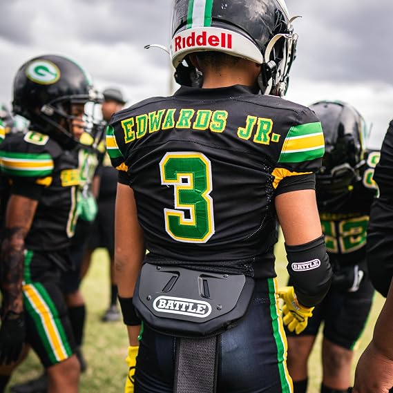 Battle Sports Football Back Plate Hard Shell Lower Back Protector with Contoured Foam for High-Impact Protection for Youth, Kids and Adults