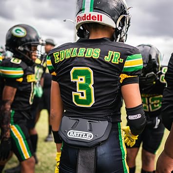 Battle Sports Football Back Plate Hard Shell Lower Back Protector with Contoured Foam for High-Impact Protection for Youth, Kids and Adults