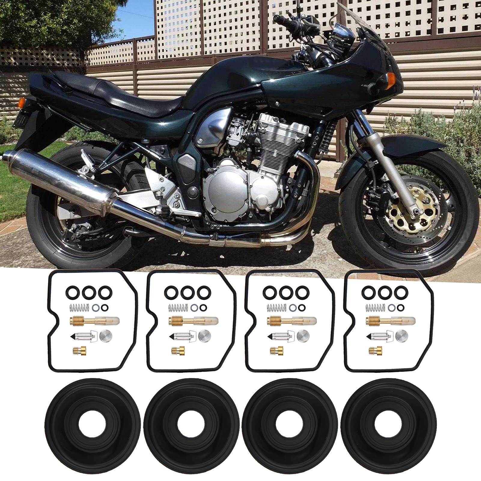 Aramox Zestaw naprawczy gaźnika, 4 zestawy naprawcze gaźnika + metal gumowy zestaw naprawczy odpowiedni dla GSF600S BANDIT 1996-2003