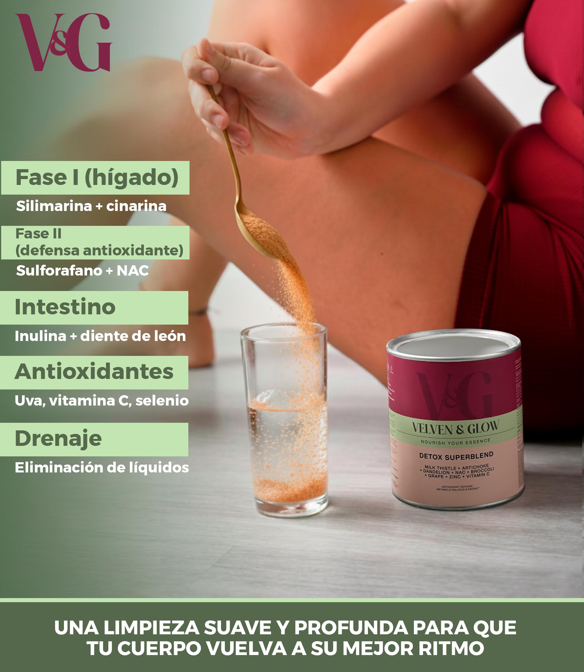 Cardo Mariano Alcachofa y Diente de Leon + Cola de Caballo Liver Detox Complex Drenante Apoyo Retencion Liquidos Abdomen y Piernas Mujer Higado Digestion 135g 1 Mes Polvo Sabor Naranja | Velven & Glow