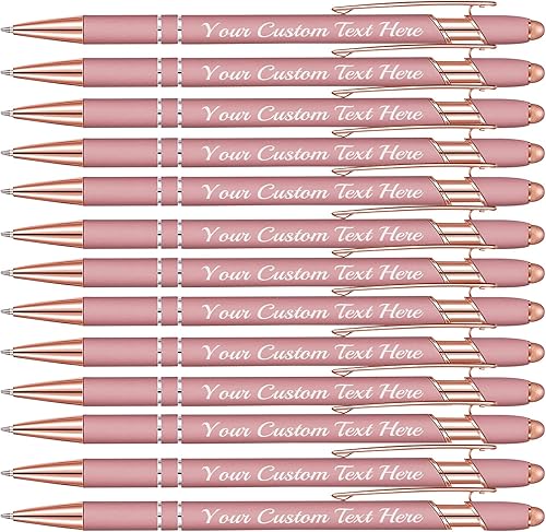 Hasta 504 bolígrafos personalizados con lápiz capacitivo grabado sin nombre, bolígrafos de metal personalizados para hombres y mujeres, oficina de