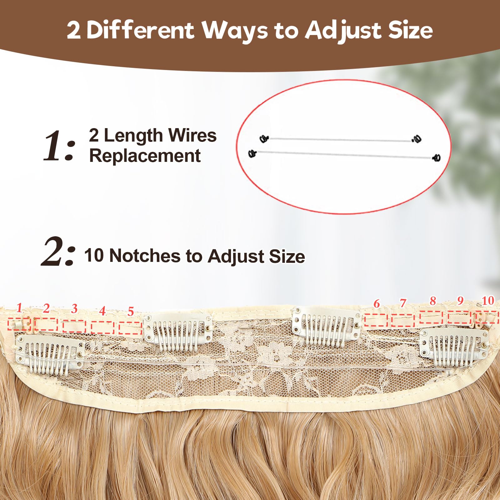 BUPPLER Halo Hair Extensions 12 Inch Invisible Wire Hair Extensions Adjustable Long Wavy Hairpiece Synthetic Upgrade 4 Secure Clips in Hairpieces 12 Inch,Medium Golden Brown - Image 3