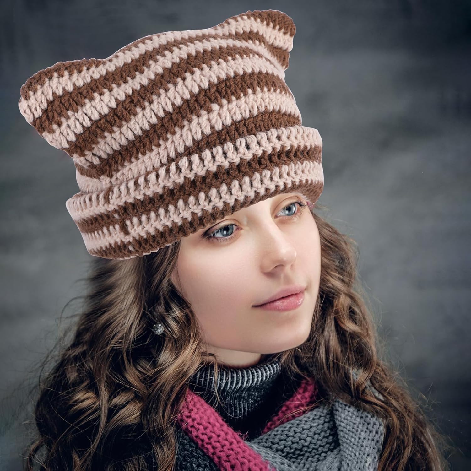 Cute Cat Ear Beanie Lazy Style Y2k Beanies, Winter Warm Crochet Hats for Women Girls Boys - Image 7