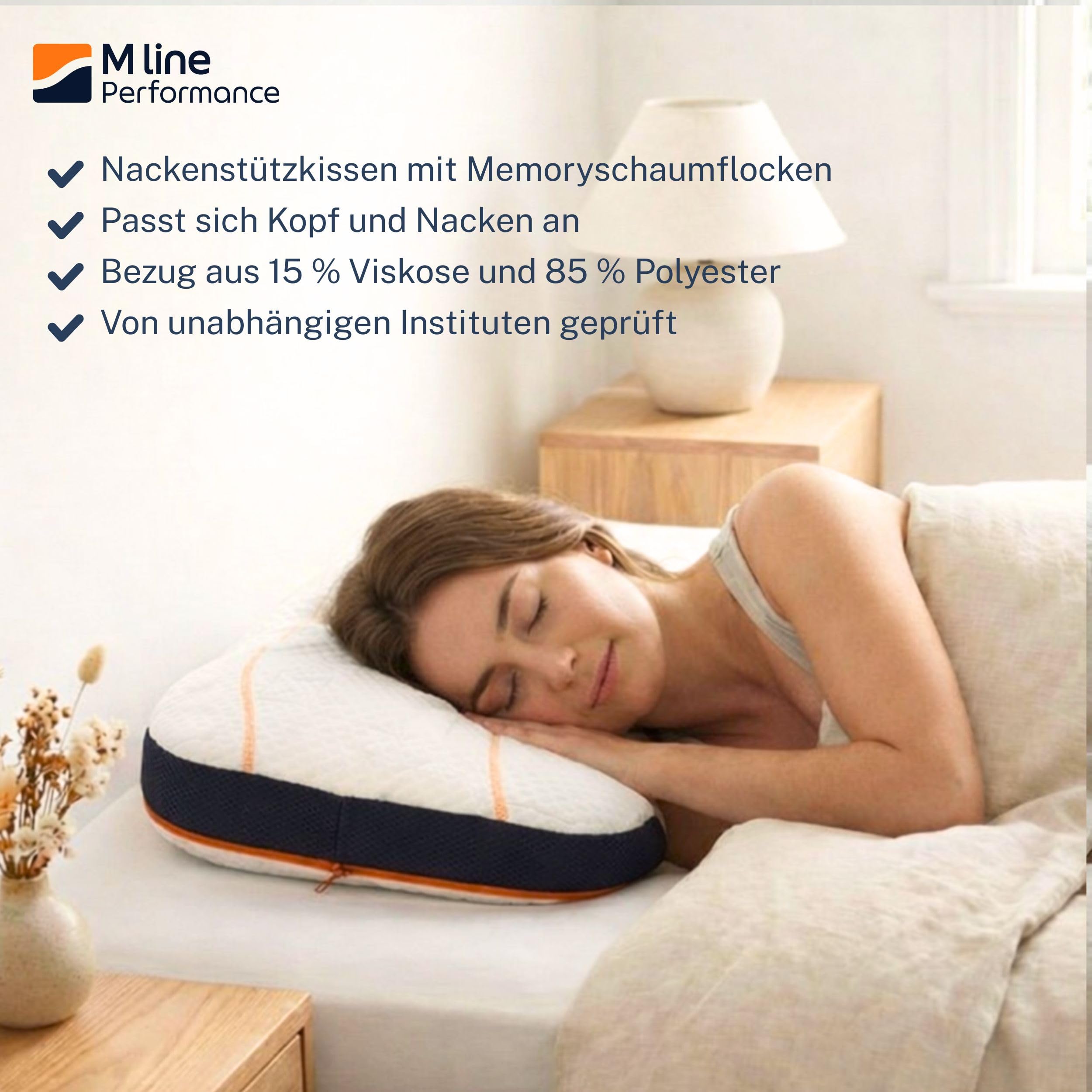 M LINE Orthopädisches Testsieger Kopfkissen - 50x35cm | M LINE Athletic Pillow mit Butterfly-Design gegen Nackenschmerzen - Memory Foam Seitenschläferkissen