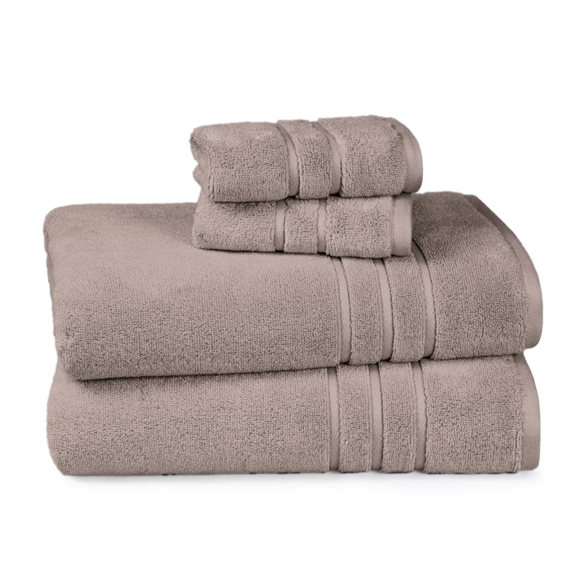TRIDENT Eco Twist Cotton Viscose from Bamboo Bath Towels Set, 4 Pc, Stone | Luxury Bathroom Essential - Soft & Absorbent - Fade Resistant Colors - Low-Lint Design - Ideal Housewarming Gift