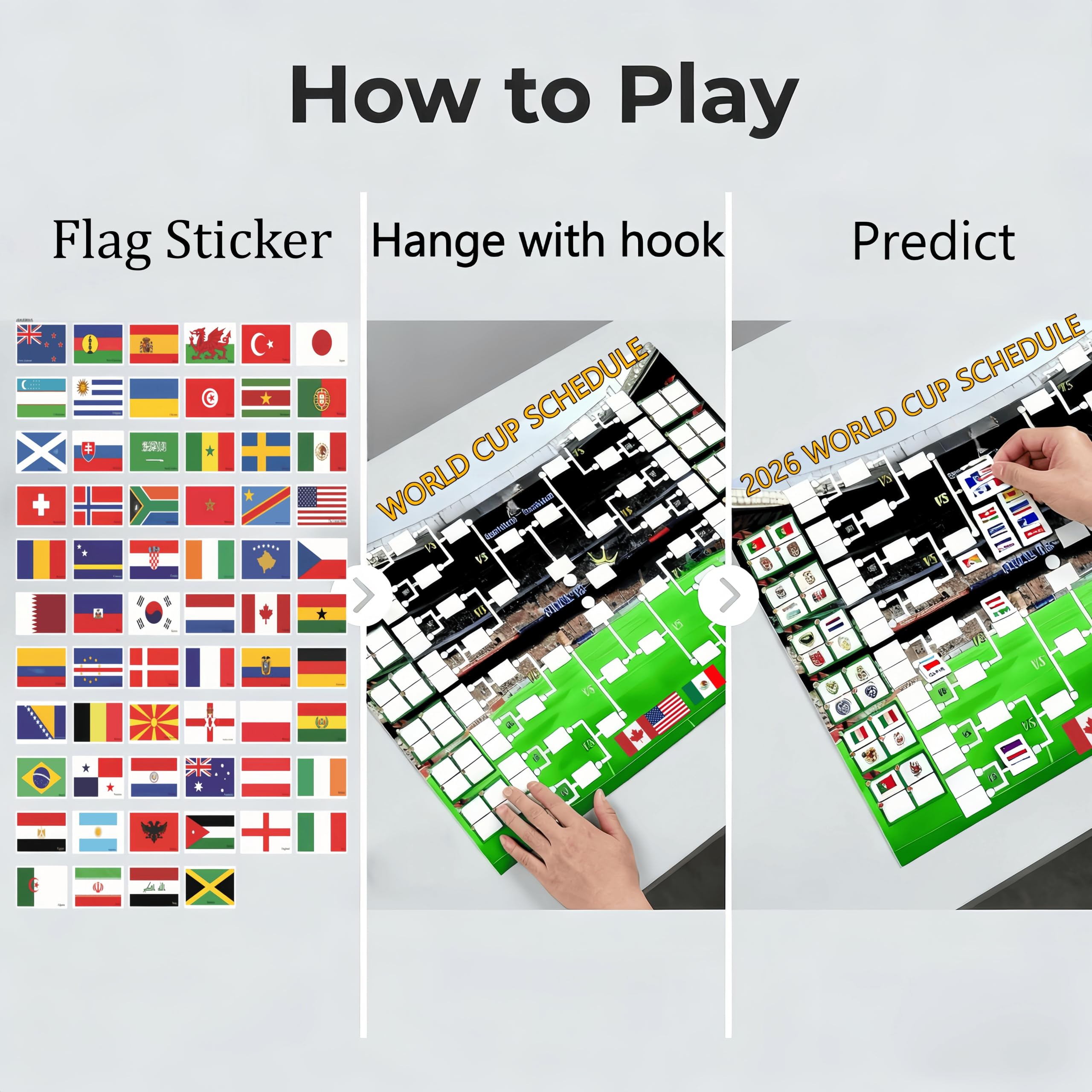 YXYOUNG 2026 World Cup Schedule Poster with 64 PCS Reusable
