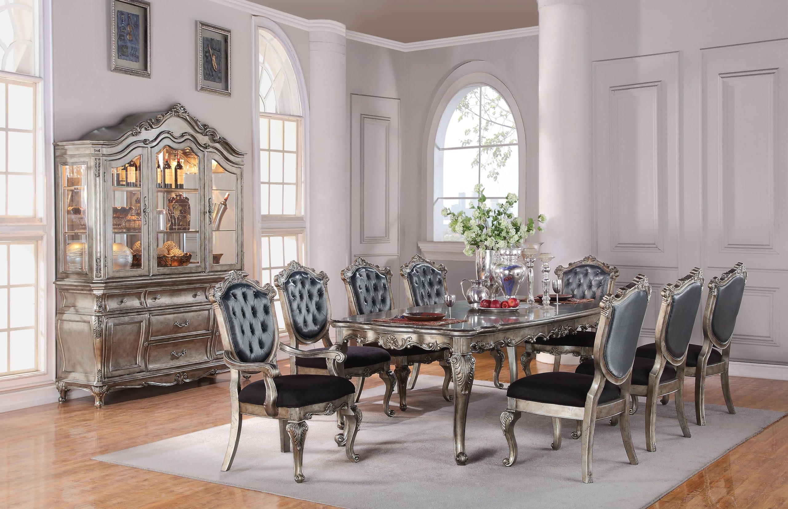 ダイニングテーブル Dining Table set antique storage chair Amazon.com - 9-Piece Luxurious Formal Dining Table Set Kitchen