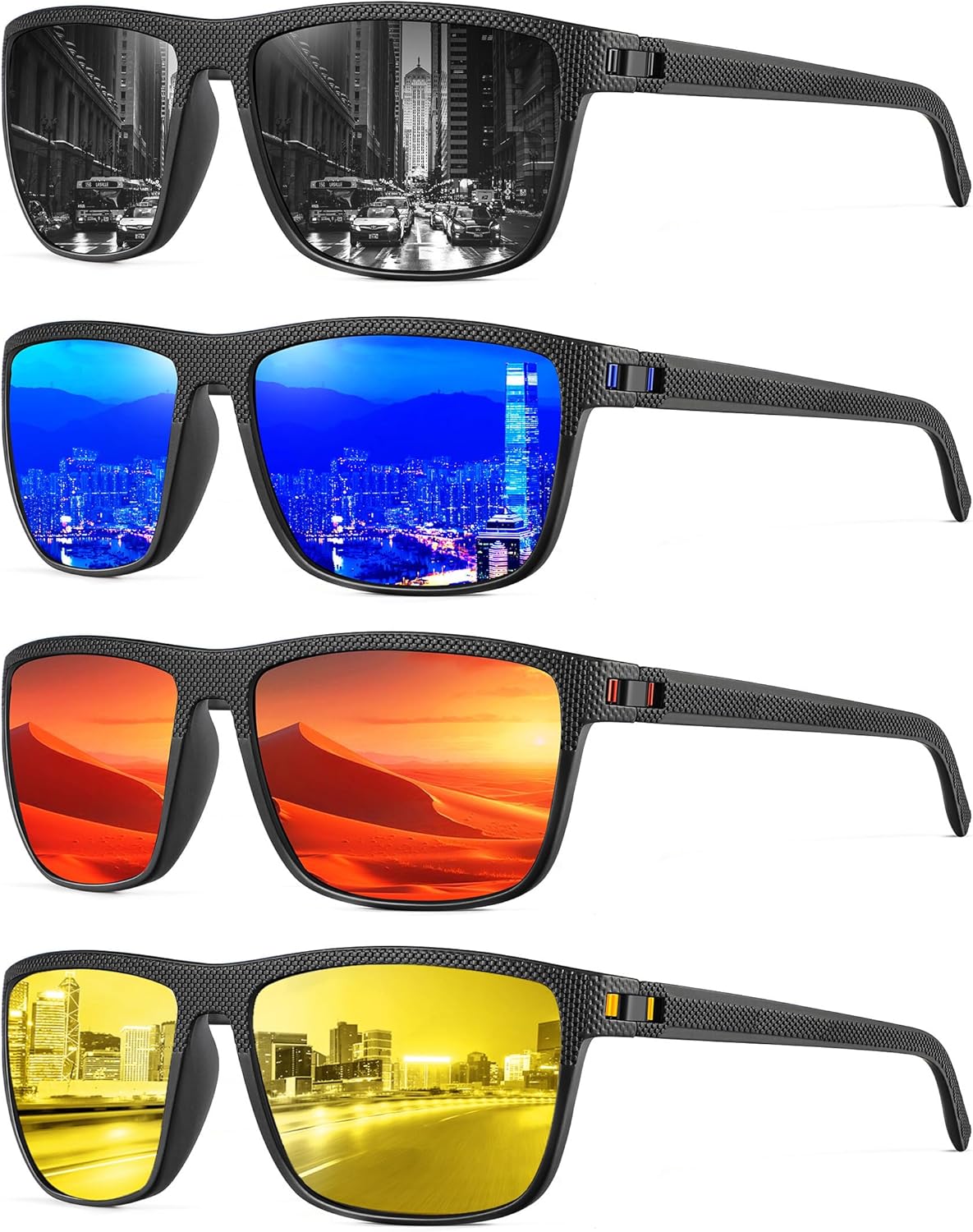 NSSIW Mens-Sunglasses Polarized Sunglasses Men : Classic Sun Glasses with UV Protection for Driving Fishing Golf 4 Packs