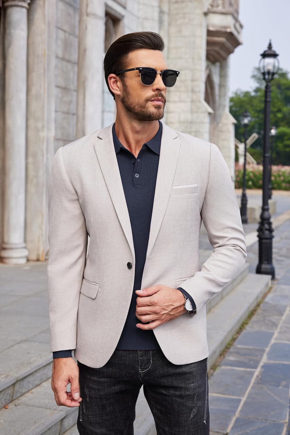 COOFANDY Men's Knit Polo Sweater Long Sleeve Casual Collared Quarter Button Golf Waffle Textured Sweater - Image 4