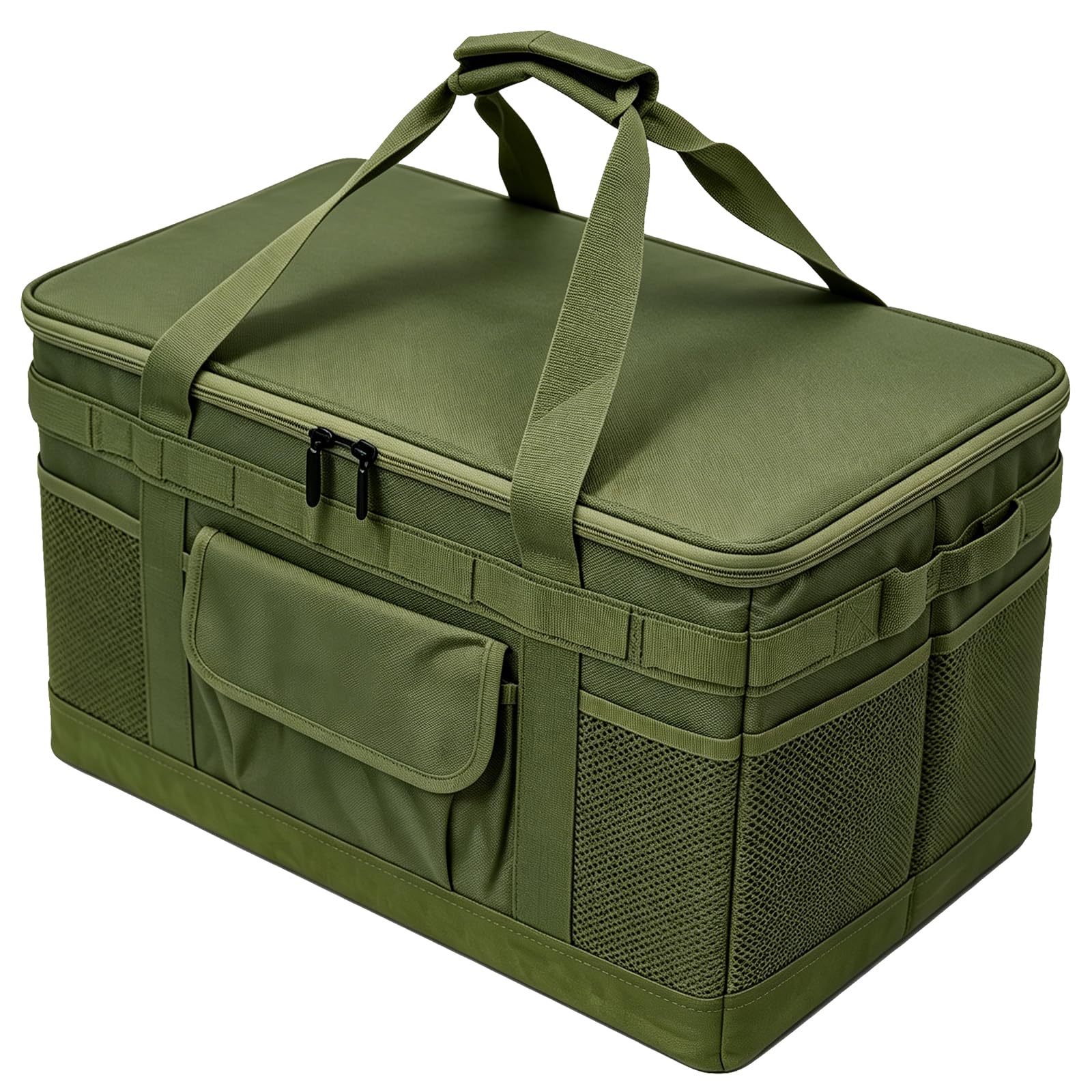 SummitShiel 57L Tactical Camping Storage Bag -Olive Green, Waterproof, Foldable Utility Tote Bag with Axe Holder, Outdoor Picnic Organizer for Camping