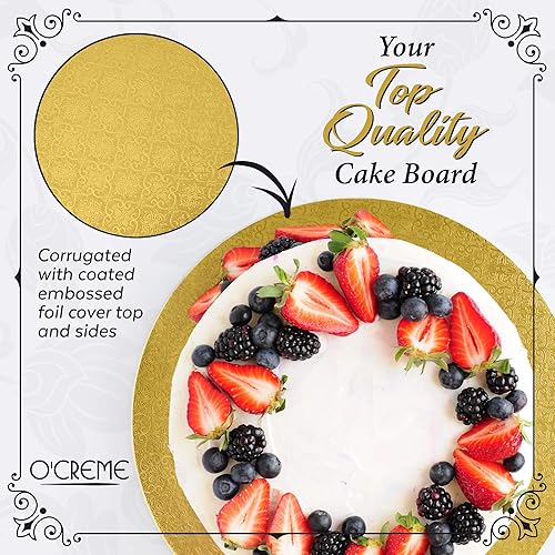 Miniatura 34 de O'CREME White Wraparound - Tabla redonda de tambor de pastelería de 1/4 de pulgada de grosor, 14 pulgadas de diámetro, paquete de 10 Blanco