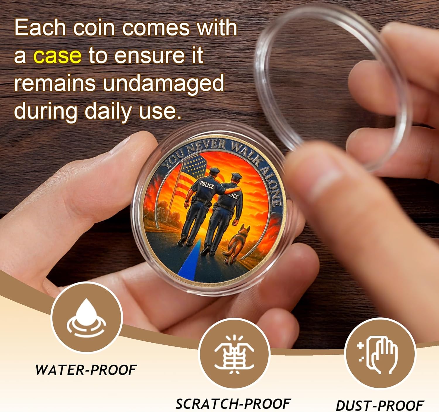 BHealthLife 5 Pcs Thank You Police Challenge Coins - You Never Walk Alone Police Coins Bulk - Police Week Appreciation Gifts Set for Police Officers Law Enforcement