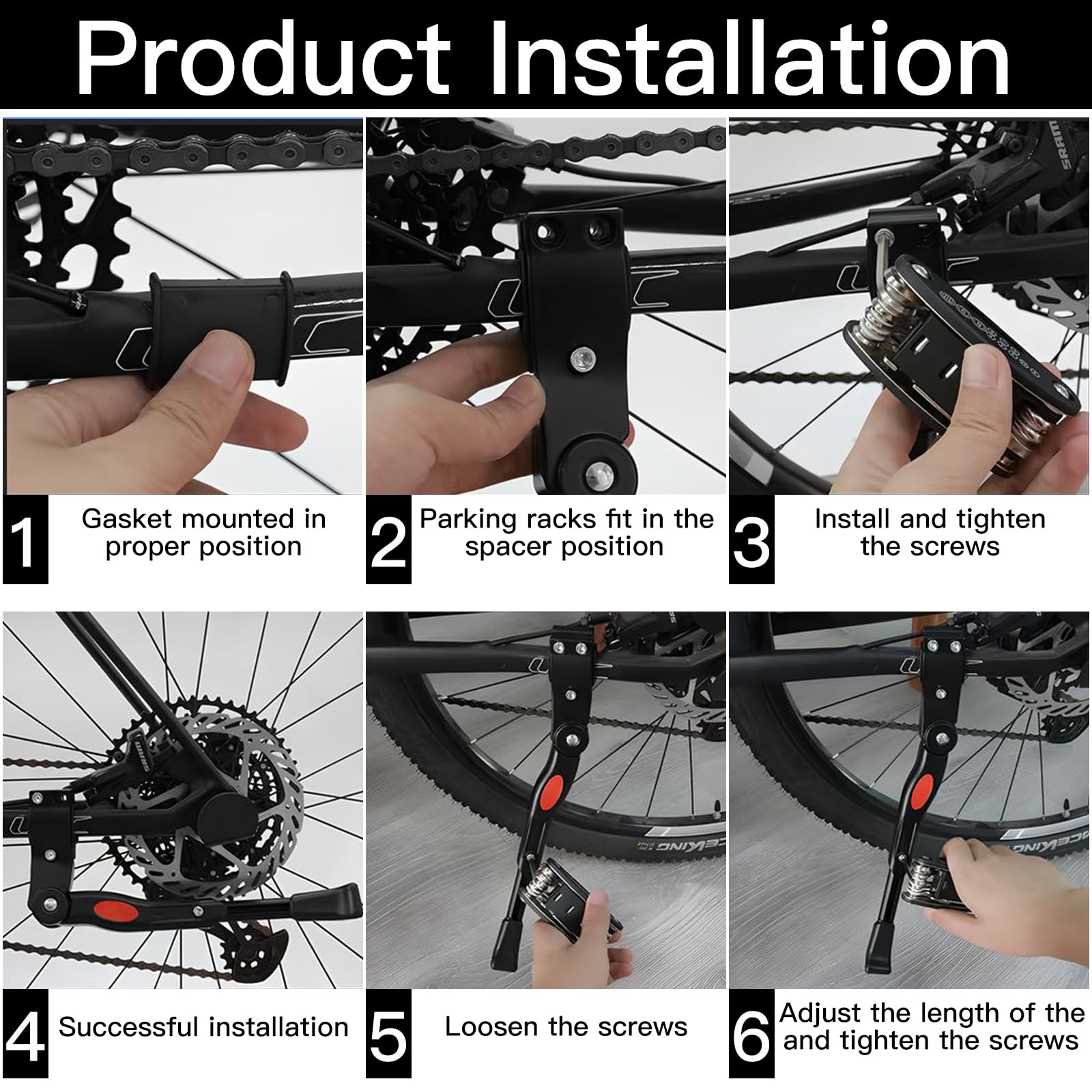 Gearmax® Fahrradständer, Fahrradständer Mountainbike, Bike Stand, Universal Verstellbare Aluminium MTB Road Fahrrad Ständer Kick (Schwarz) Sport & Freizeit
