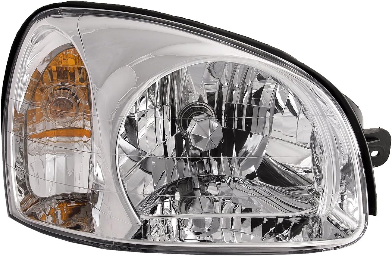HEADLIGHTSDEPOT Halogen Headlight Compatible With Hyundai Santa Fe 2003-2006 Includes Right Passenger Side Headlamp