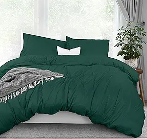 Utopia Bedding Duvet Cover Queen Size - 3 Piece with Zipper Closure - 1 Comforter Cover 90X90 Inches & 2 Pillow Shams 20X26 Inches (Emerald) Comforter Not Included