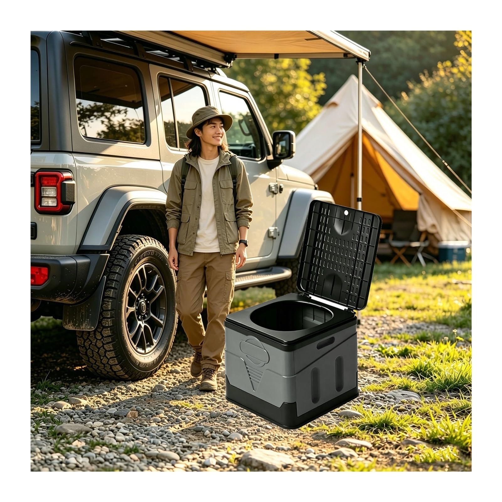 Inodoro portatil Inodoro Portátil Multifuncional para Viajes Todoterreno, Orinal De Viaje Ultraligero para Viajes por Carretera Y Acampada En Coche.
