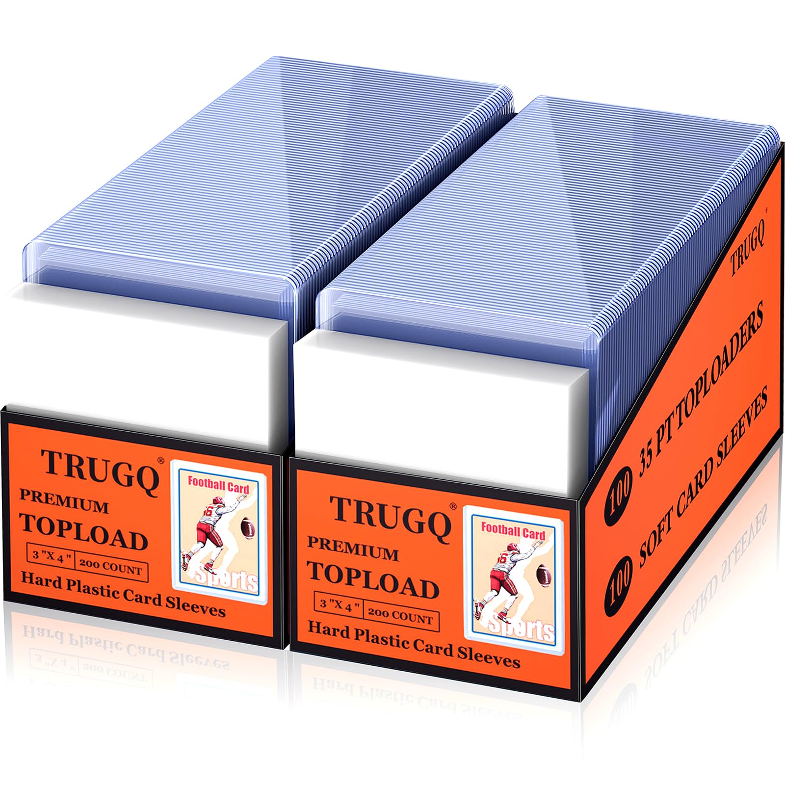 TRUGQ 400 Card Sleeves Top Loads for Cards,3"X4"Baseball Card Protectors,Toploaders Hard Plastic for Trading Game Sports Football Cards(200 Hard