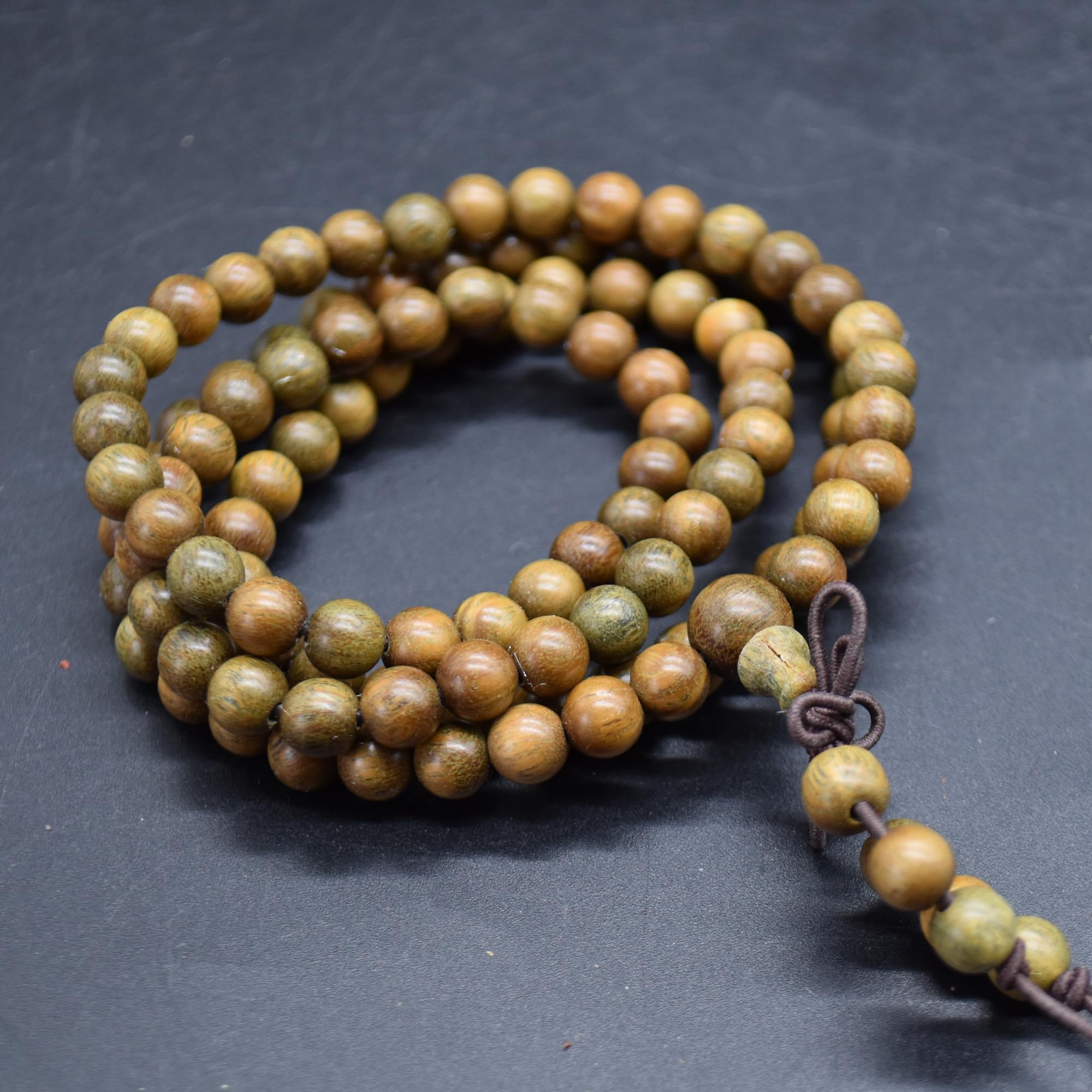 Natural Green Sandalwood Round Wood Beads - 108 Mala Prayer Beads - 6mm 8mm 10mm