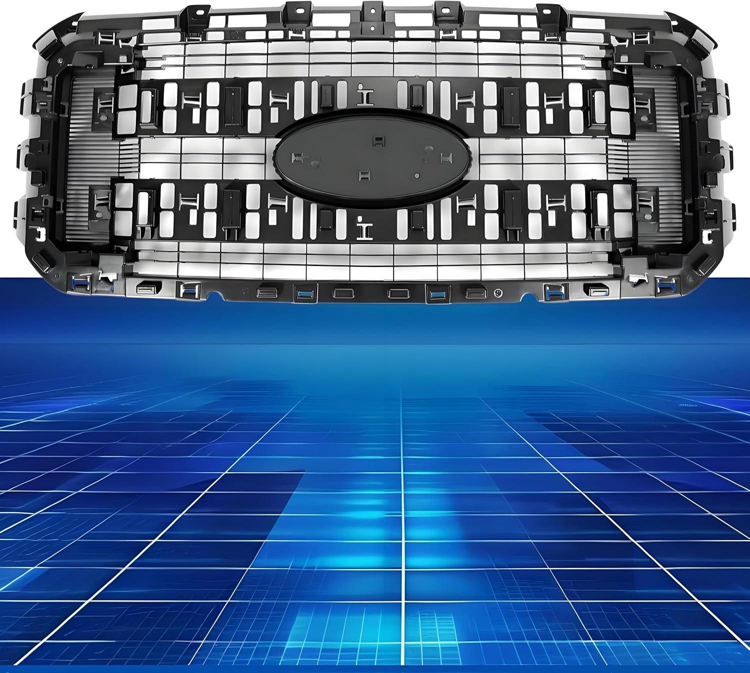 Front Upper Grille Assembly, Black ABS Grill, Compatible with Ford F-250/F-350/F-450/F-550 Super Duty 2011 2012 2013 2014 2015 2016– Direct Fit Replacement