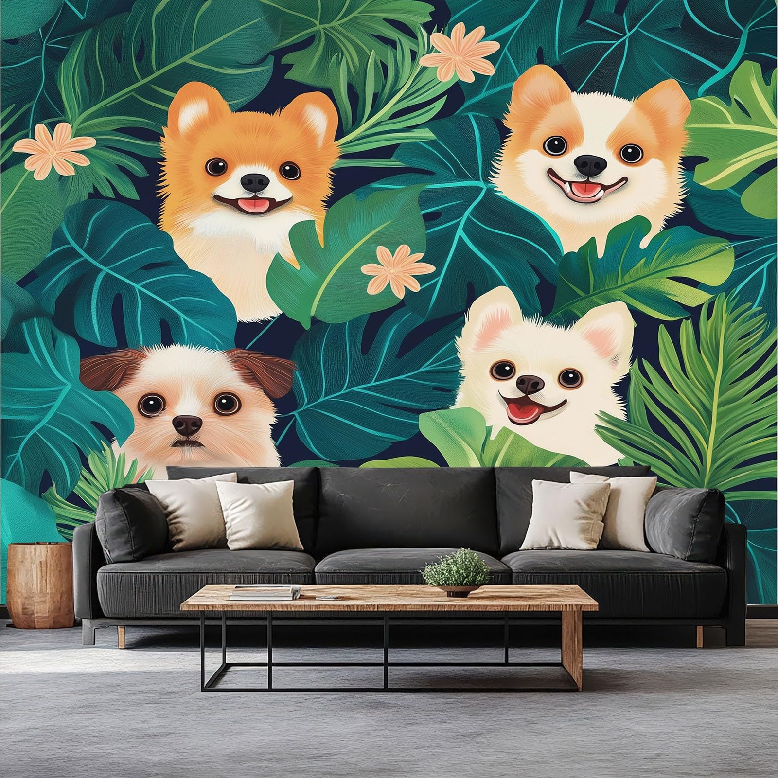 Papier peint végétation tropicale 350x256 cm pour raviver une chambre d'enfant sombre