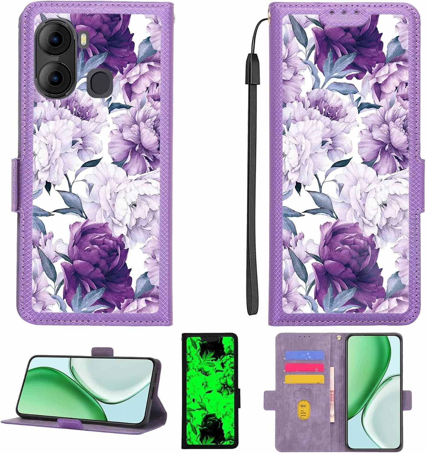 Case Compatible for Sky Devices Elite 65 Pro Phone Case Flip Cover [with Tempered Glass Screen Protector][RFID Blocking][Luminous Effect] LPT-ZSH