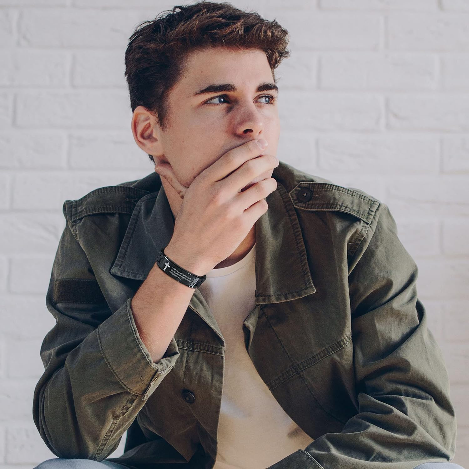 Religious Quote Faith Christian Bible Verses Inspirational Powerful Scripture ID Wristband Cross Silicone Bracelets, God Bracelet Gift Idea for Men, gift for him for love husband father boys - Image 6