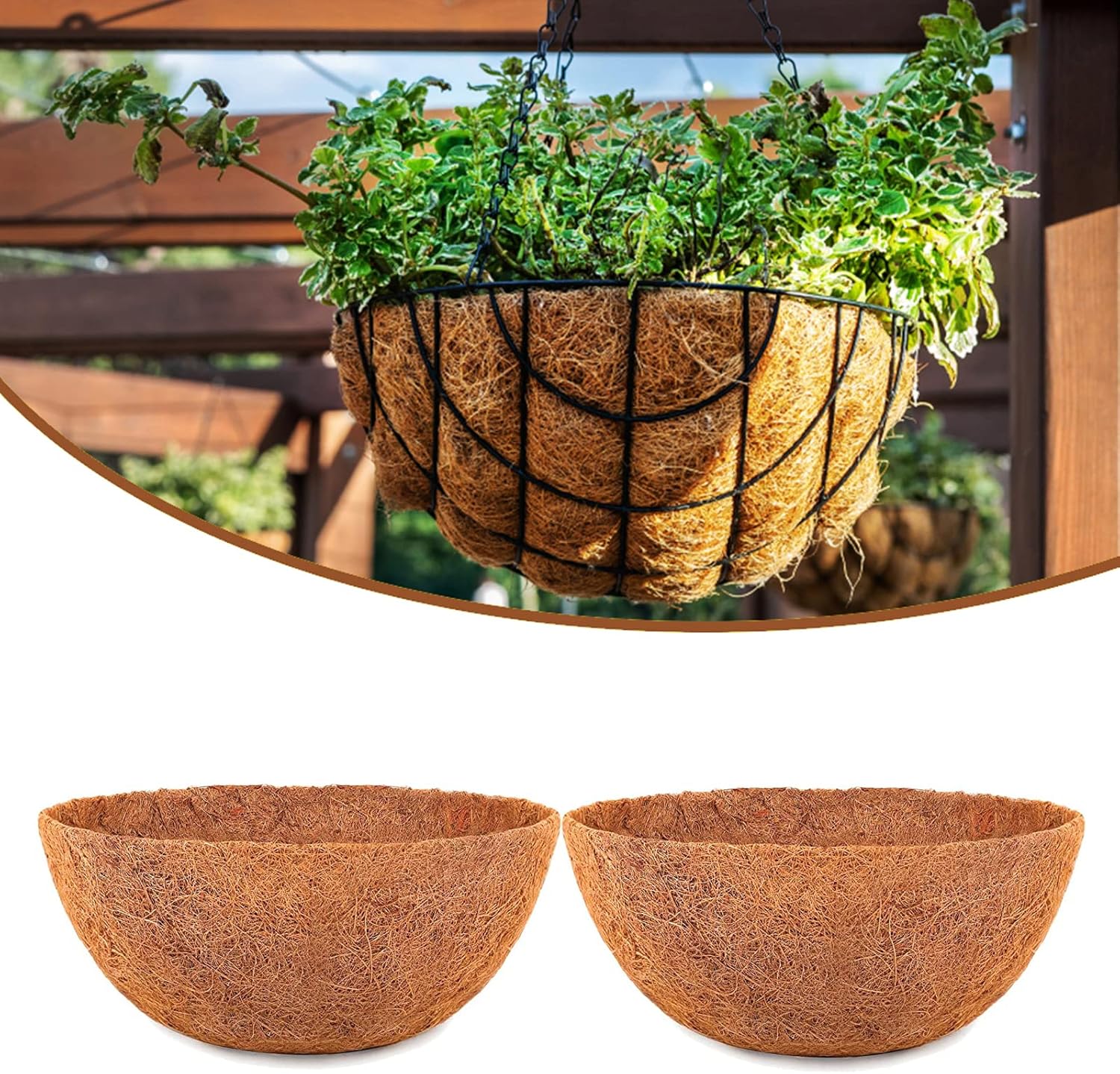 Addcean 2 Pack Coco Liners for Planters 16 Inch, Perfect
