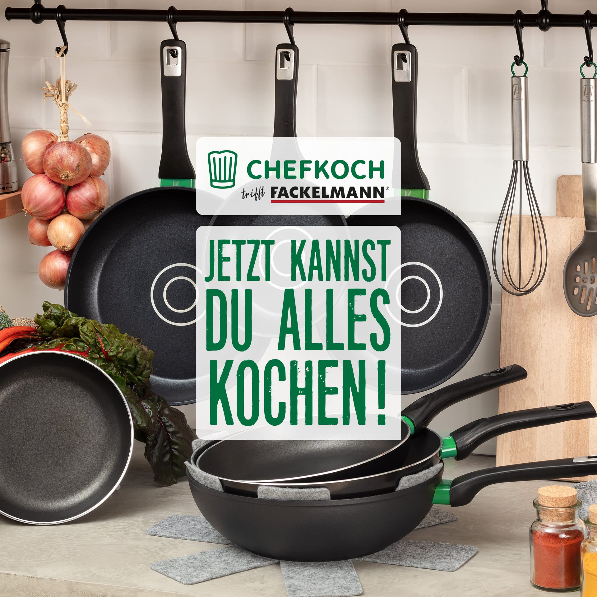 Chefkoch Wokpfanne Ø28 cm Hamburg mit Antihaft-Beschichtung – Wok aus Aluminium: Extra leicht – Für alle Herdarten geeignet (auch Induktion)