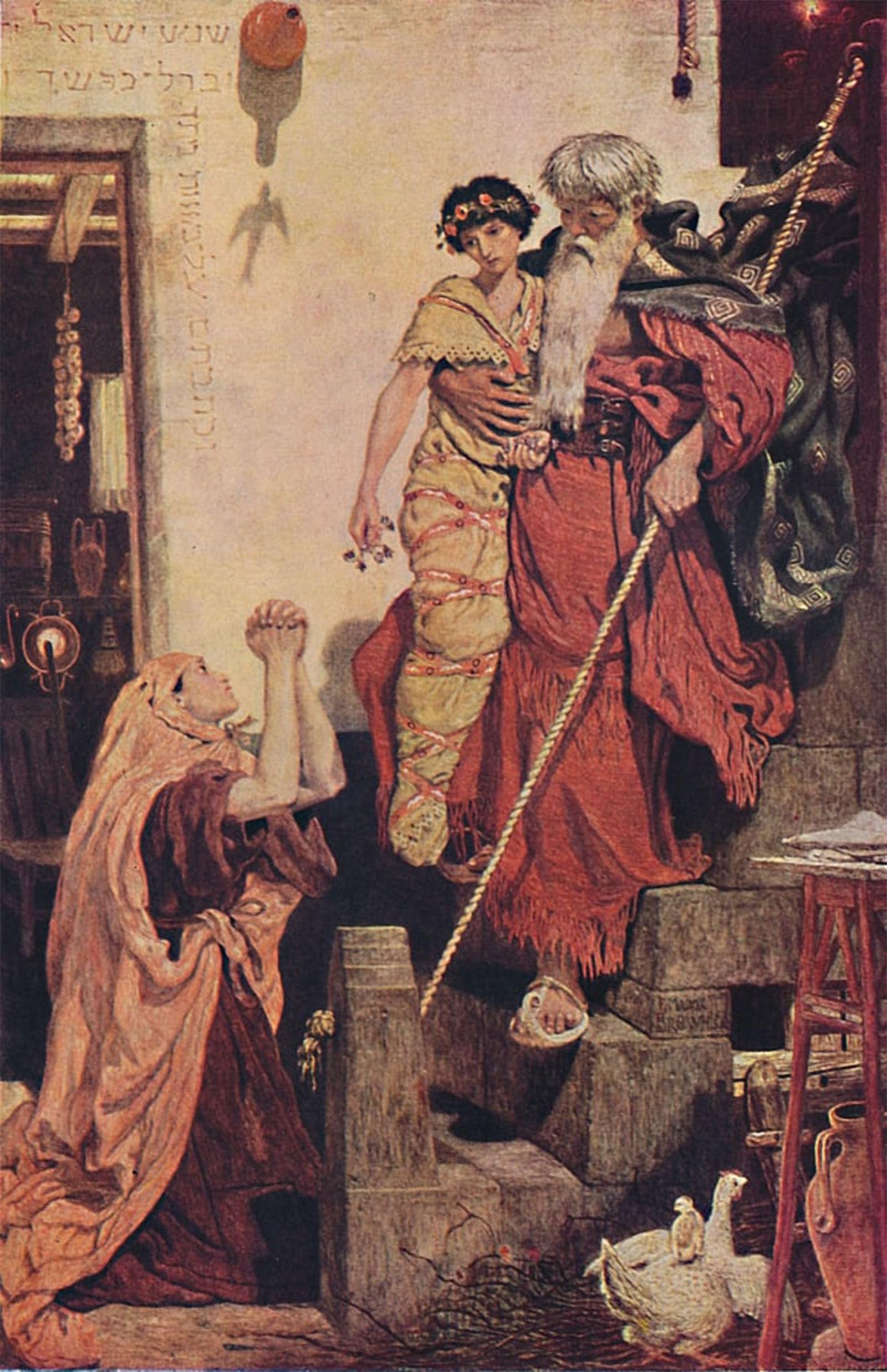 HRJUBWREE Oil Painting Prints on Canvas Painting Picture Elijah Restoring the Widows Son by Madox Brown Artwork Canvas Prints for Home Decor 60x90cm
