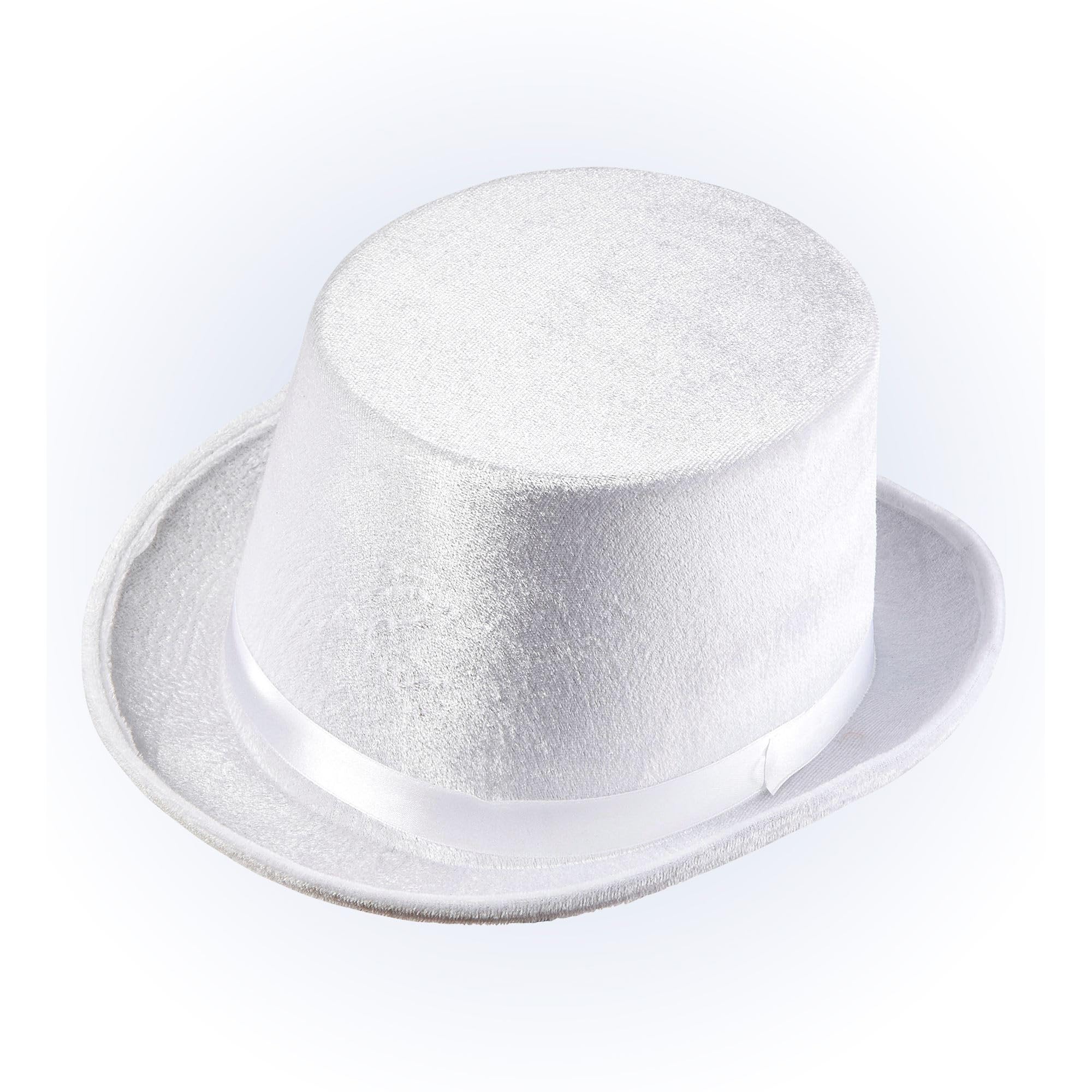 Top Velvet - White Felt Top Hats Caps & Headwear for Fancy Dress Costumes Accessory