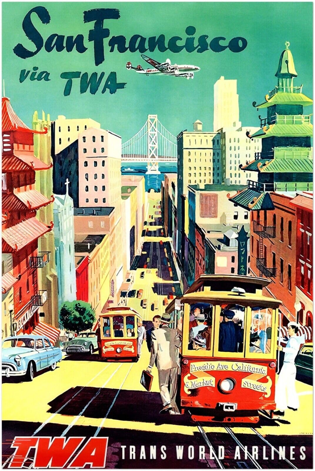 Amazon.com: San Francisco - Fly TWA - Vintage Airline Travel