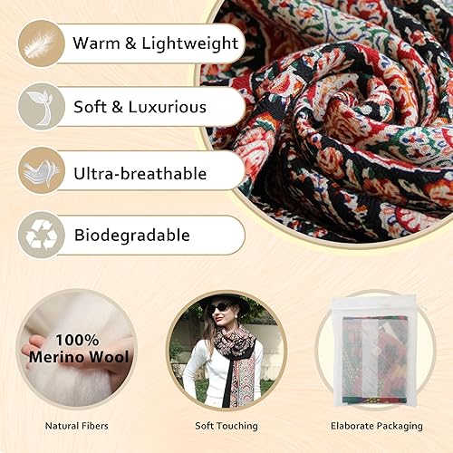 Miniatura 139 de DANA XU Manta de pashmina extragrande 100% de lana merina, bufanda de viaje, bufanda de cachemira para mujer, otoño e invierno, chal de gran