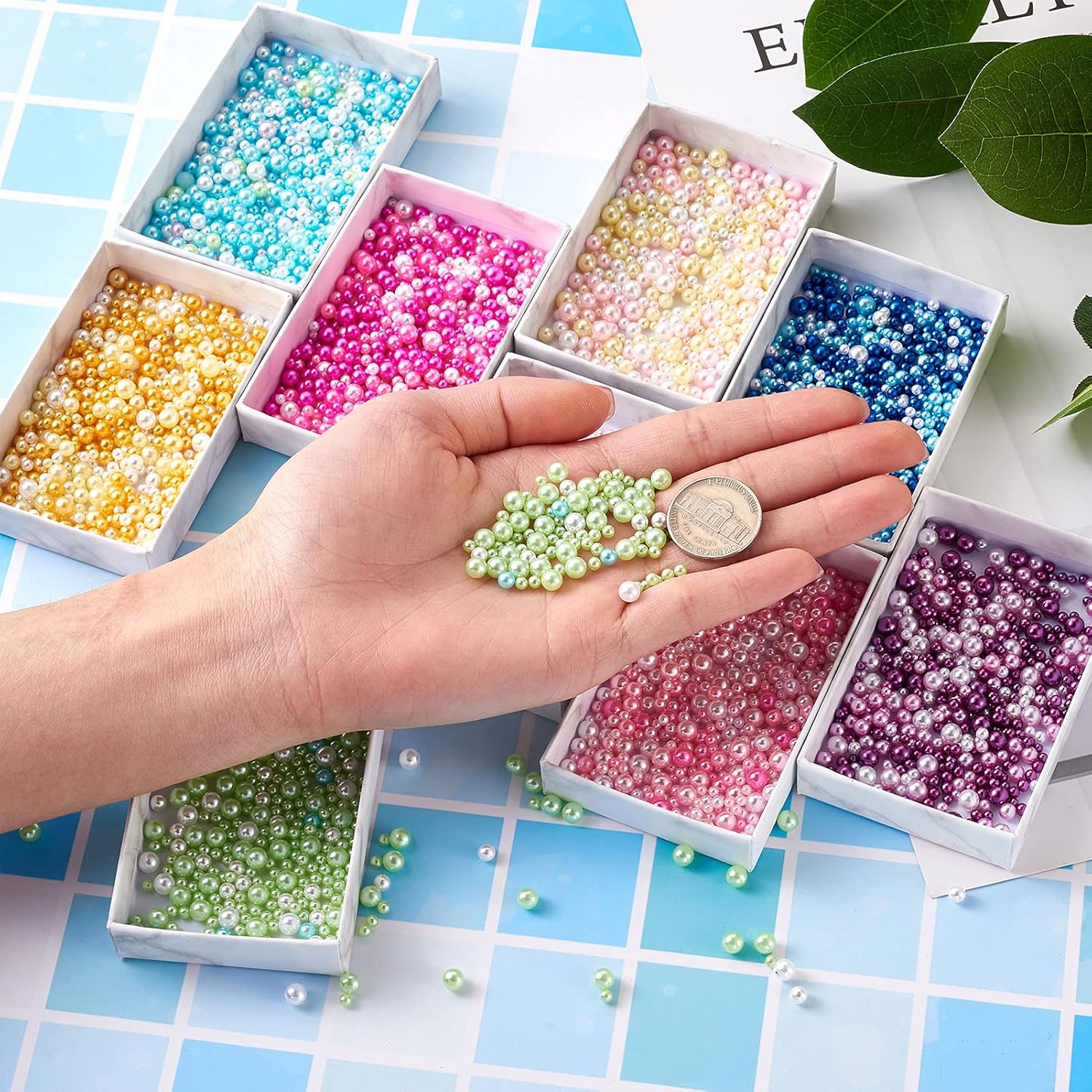 KISSITTY 9 Bags Undrilled Resin Beads 9 Colors No Hole Round Imitation Pearl 2.5~5mm Luster Faux Pearls for DIY Jewelry Vase Resin Fillers Wedding Party Home Decoration - Image 5
