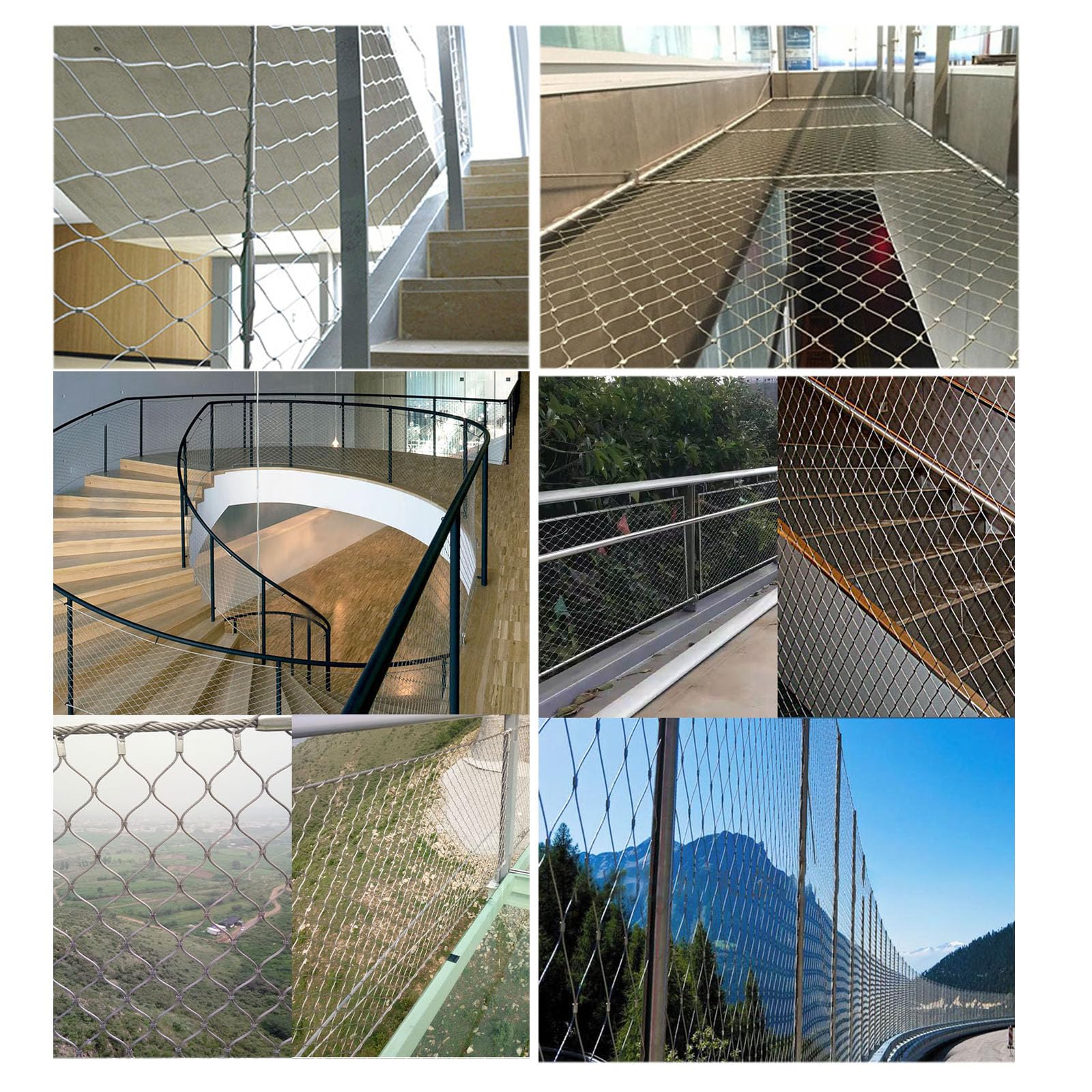 Valla de seguridad para escaleras, 1,5 m x 5 m, flexible, balaustrada de malla de alambre anticaídas, para balcón, jardín y protección de aves de corral, malla de alambre duradera para gallinas