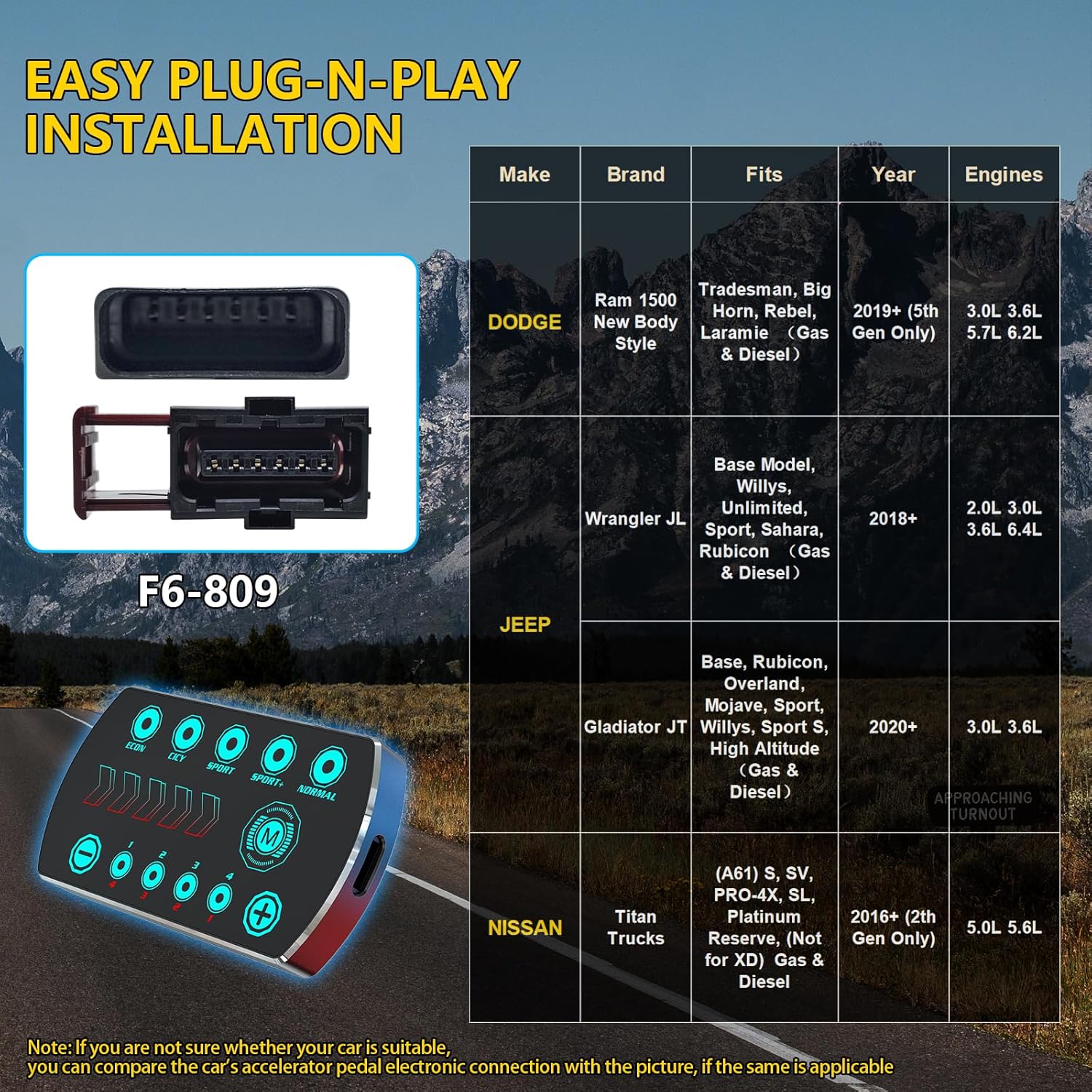 Qagea Throttle Response Controller 10 Drive Modes Smart Electronic Racing Accelerator Fit for Ford F150 F250 F350 F450 F550 Explorer Mustang Bronco Ranger Edge Fusion Taurus Focus Land Rover Mazda