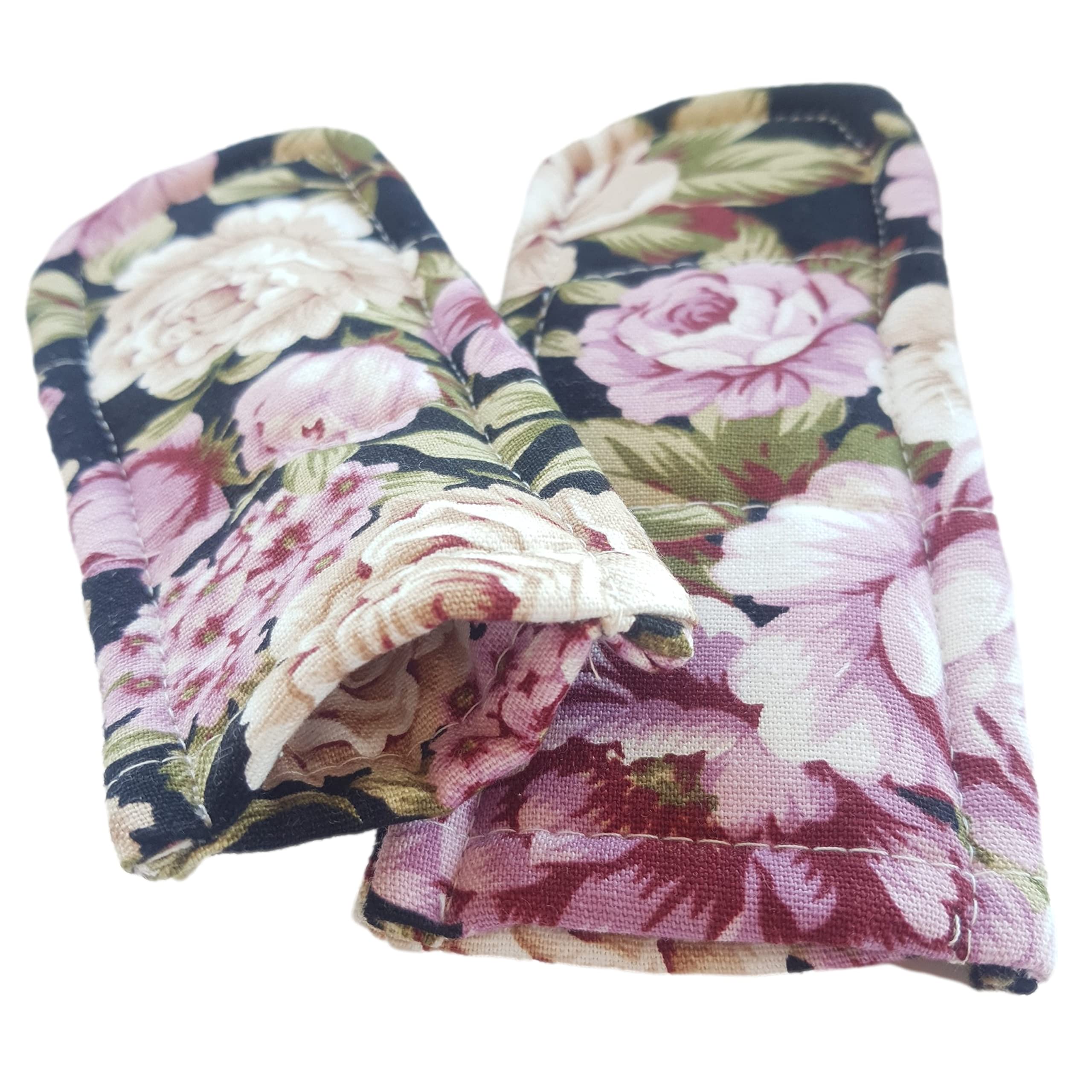 3-Pack Quilted Canvas Pot Holders - Heat Resistant & Anti-Scalding For Kitchen (Night Rose)