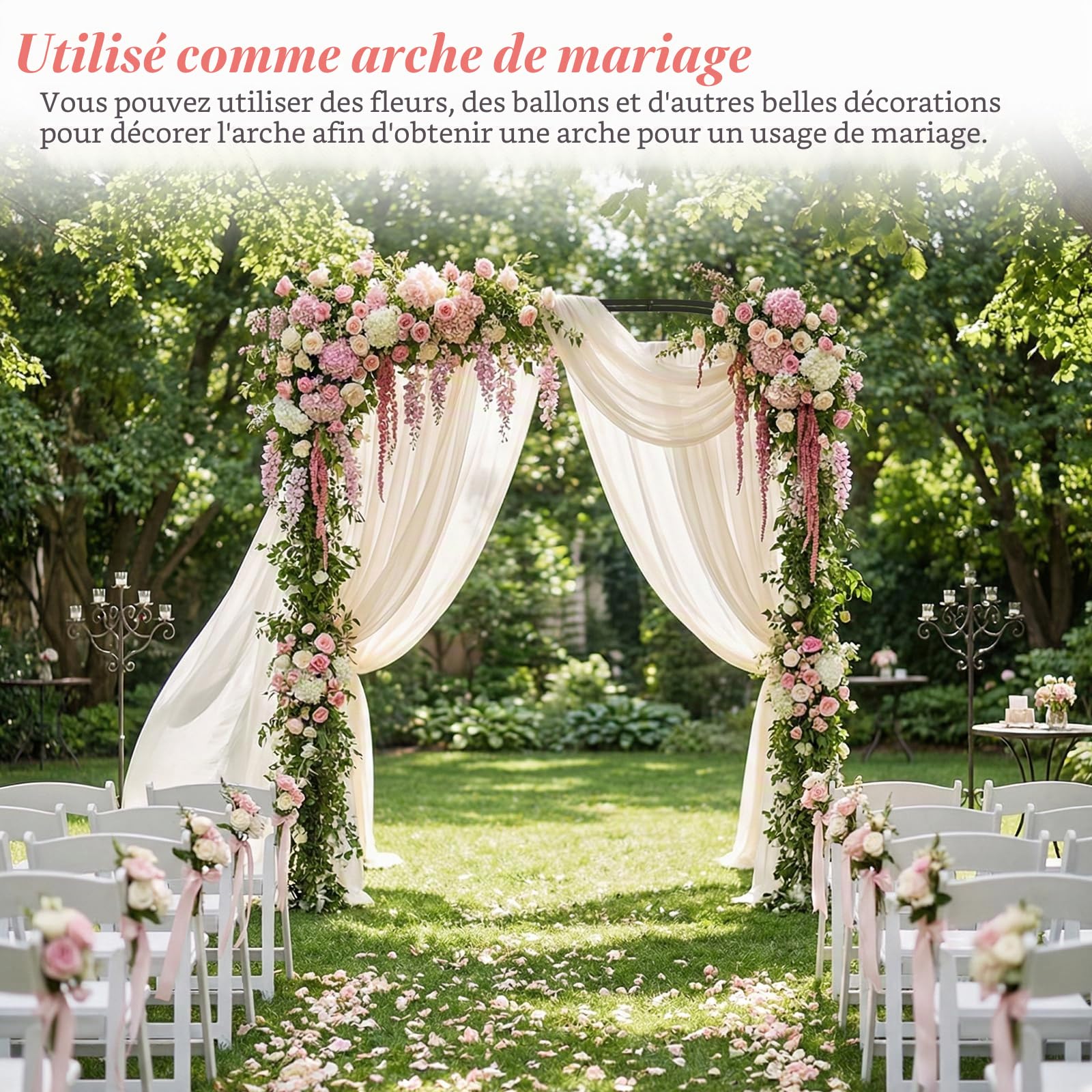 Xverycan Arche Jardin pour Rosiers Plantes Grimpantes, Arche de Jardin métallique Plus Robuste 2,4x2,4m,Arche de Jardin en Treillis,Décoration de Fête