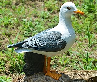 Teaeeno Funny Real Seagull Resin Figurine Decor,Outdoor Sea Bird Statue,Animal Seagull Ornaments Decorations,Bird Craft Art Decor,Coastal Beach Outdoor Table Decor for Garden,Terrace,Lawn,Yard