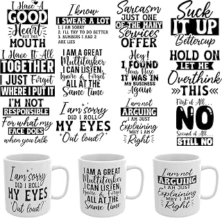 12PCS UV DTF Cup Wrap,Sarcastic Letters UV DTF Cup Wraps Transfer Stickers,Easy to Operate and Design,Suitable for Party Decoration, Birthday Decoration, Home Decoration