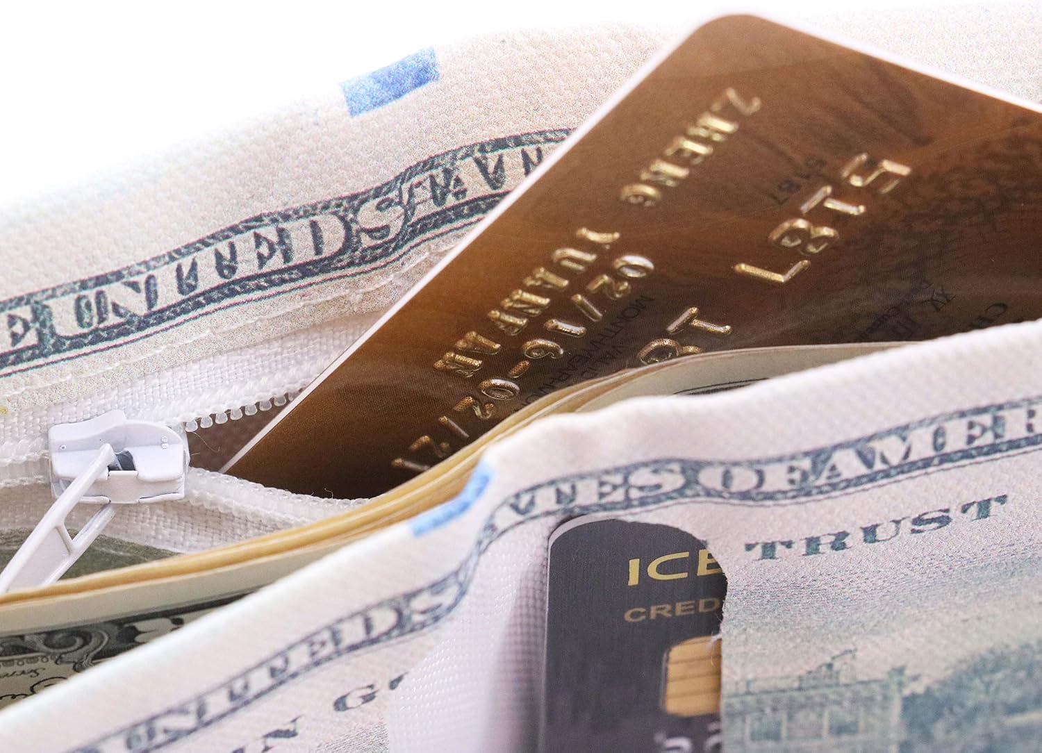 Minimalist Slim Wallet for Men- US Dollar Bill Wallet Credit Card Photo Holder Bifold- Zipper Design image 3
