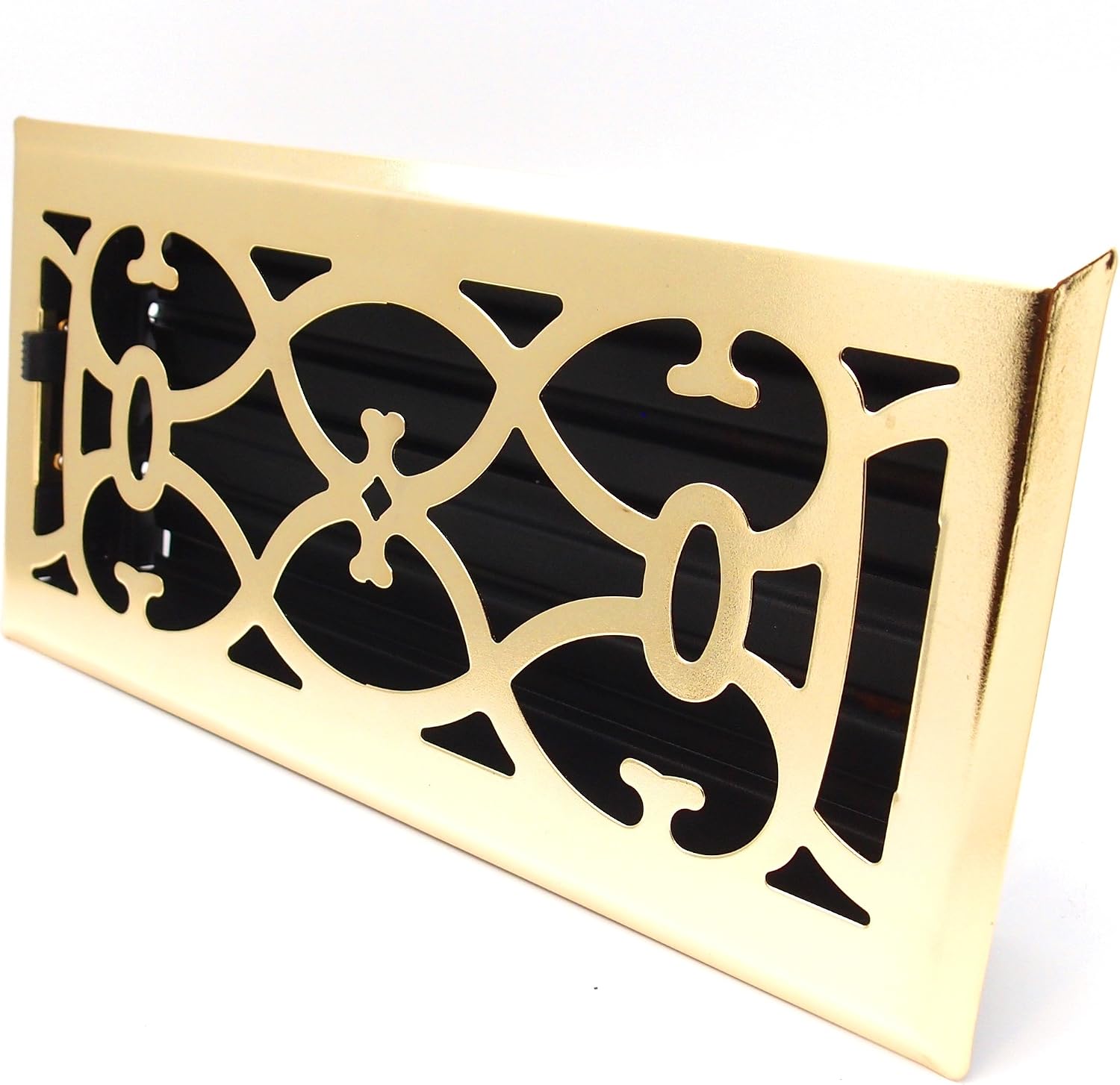 HVAC Premium 2" X 12" Brass Victorian Floor Register Grille - Modern Contempo Decorative Grate - HVAC Vent Duct Cover - Brass Plated