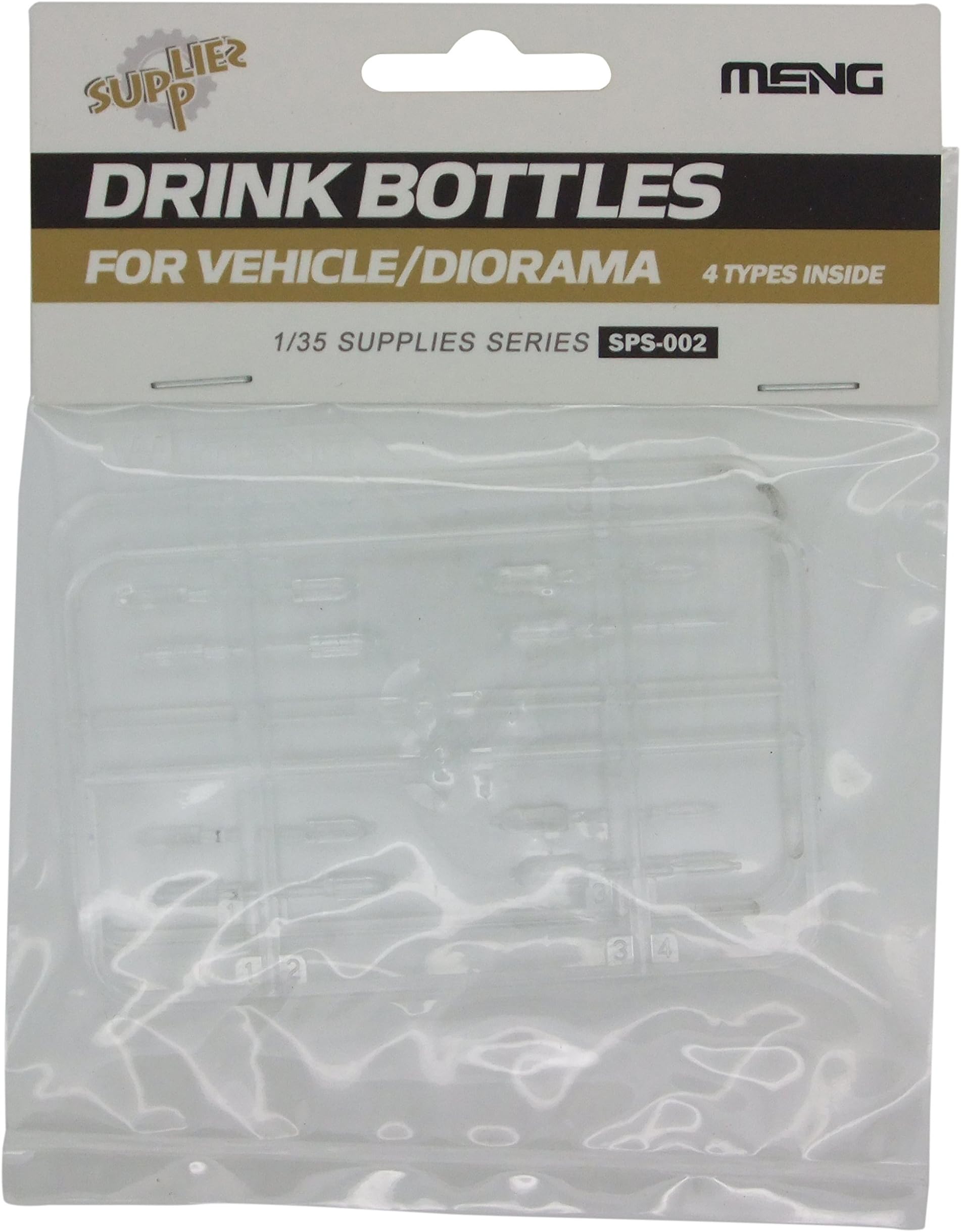 MENG "Model 1:35 Drinks Bottles for Vehicles/Diorama 4 Types Kit (Multi-Colour)