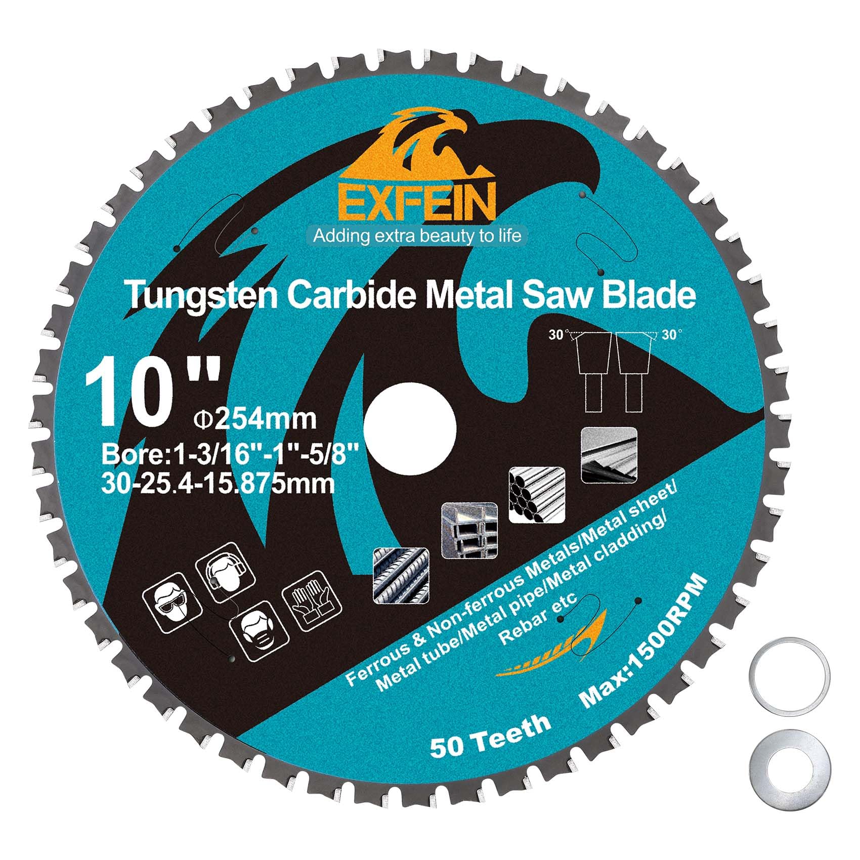 Hoja de sierra circular de metal de 10 pulgadas, hojas de sierra TCT con punta de carburo de tungsteno con 50 dientes para acero, acero inoxidable, níquel, titanio, metales ferrosos, tubería de acero