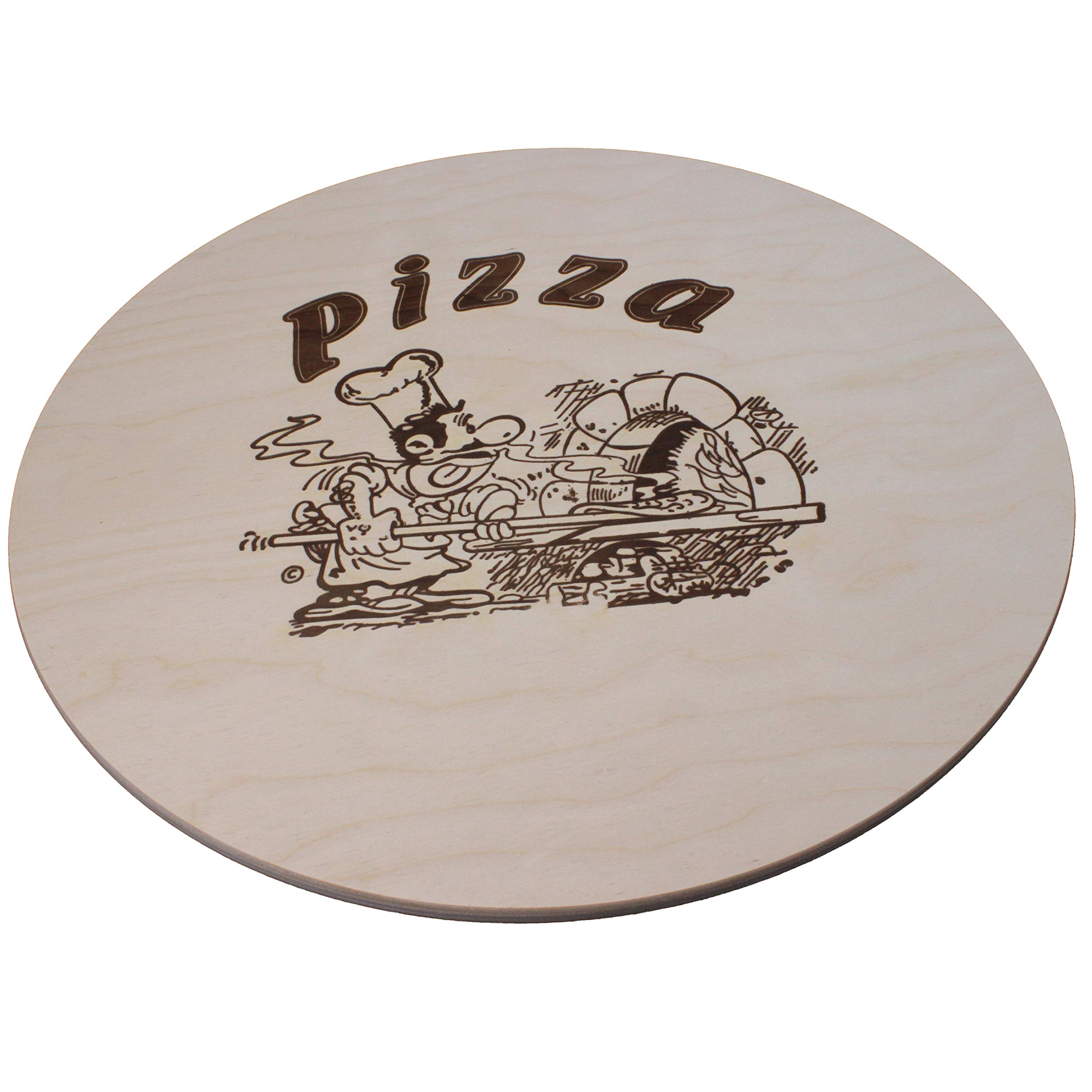DEKOFANT Pizzabrett Holz Ø 40 cm Pizzateller groß mit Kult Pizza Logo Küche, Haushalt & Wohnen