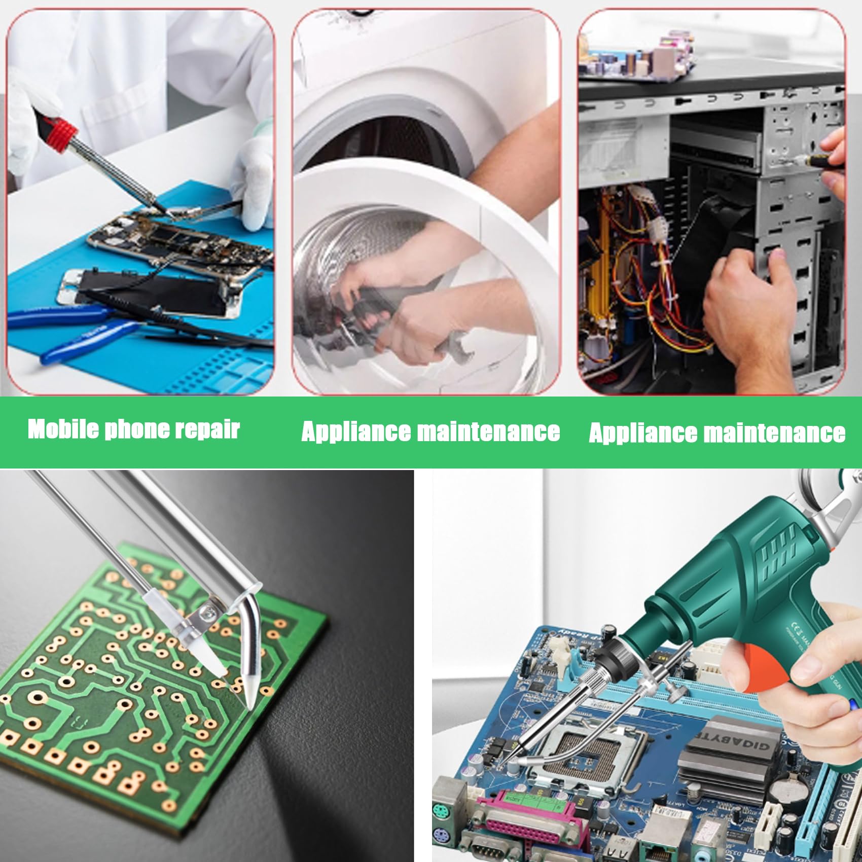 Internally Heated Industrial Laser Welding Tools, Portable Multi-Function Soldering Iron Soldering Gun Set for Rust Removal/Cutting/Welding (green,C)