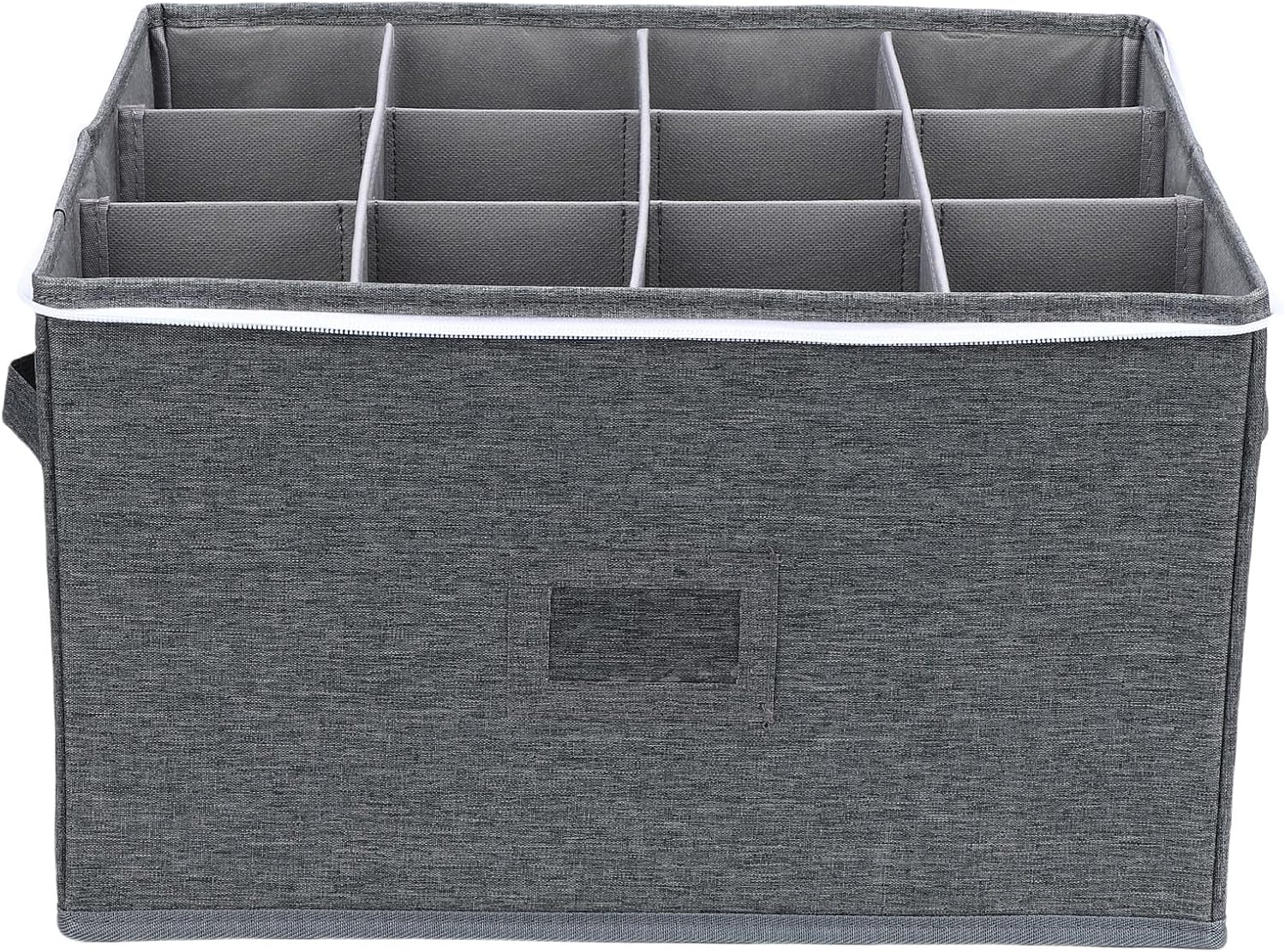 Sorandy Stemware Storage Container Case, 12 Capacity Foldable Wine Glass Storage Box with Dividers for Mugs, Tea Cups, Glasses, Xmas Ornaments, Small Ceramic Pieces Protection